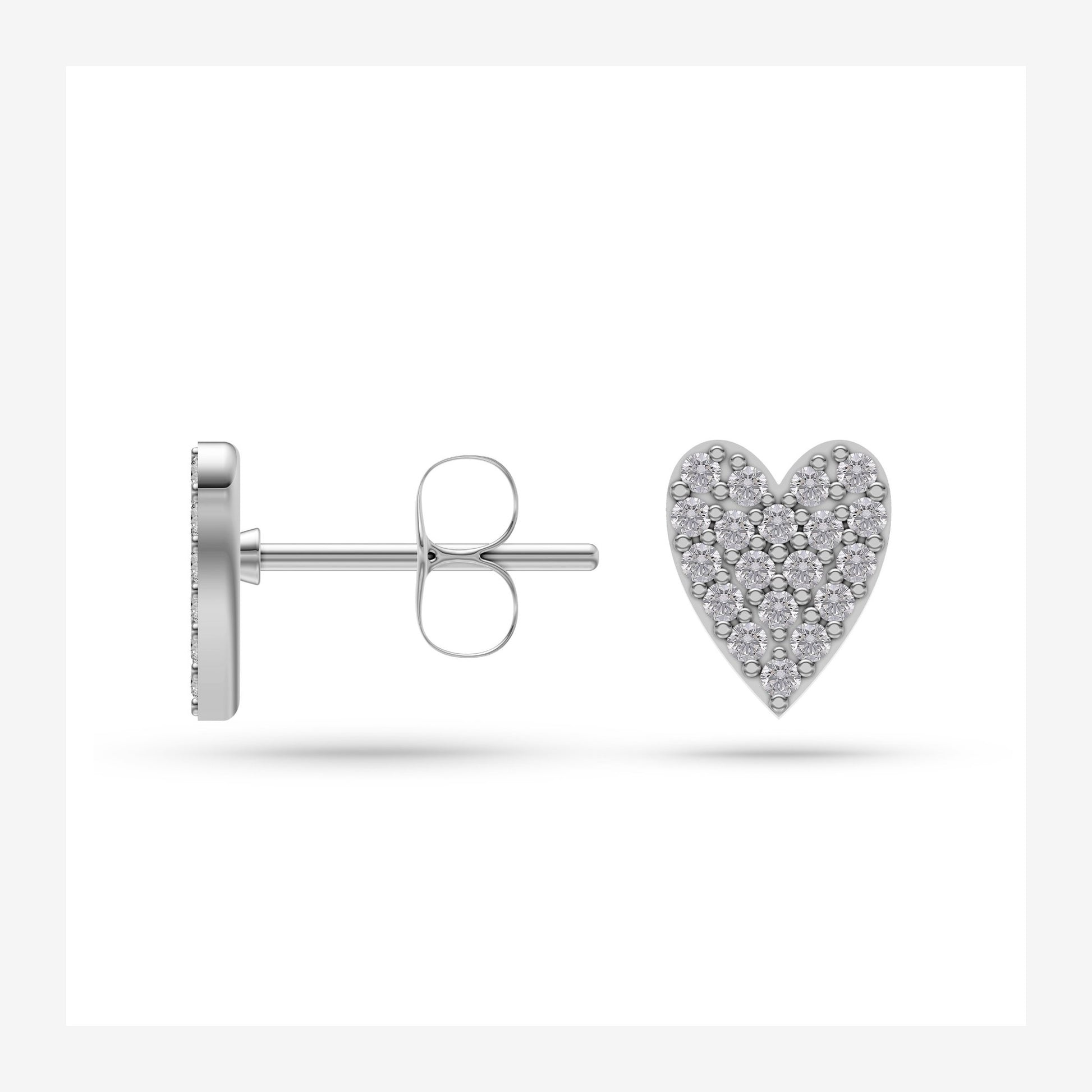 Natural Diamond Heart Shaped Earrings in 14K Gold