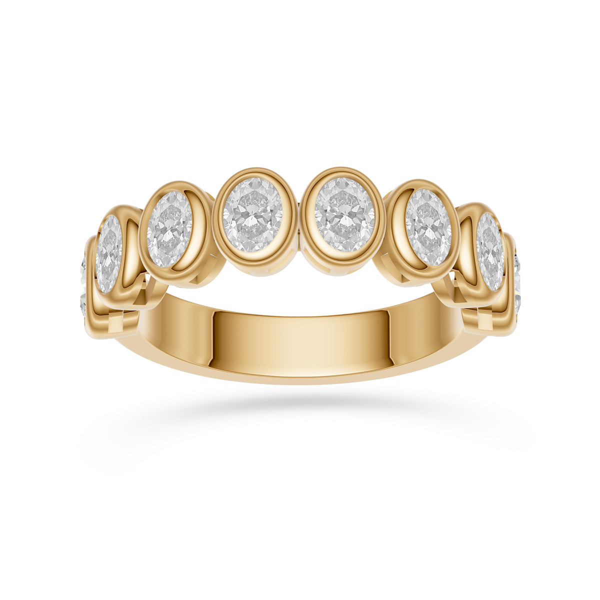 Diamond Oval Bezel Ring in 18K Gold