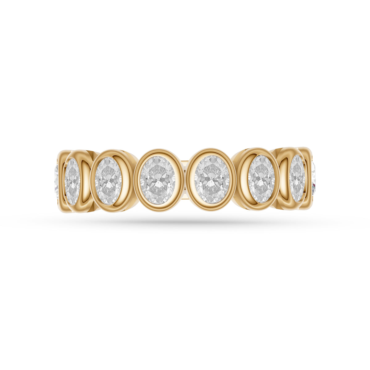 Diamond Oval Bezel Ring in 18K Gold