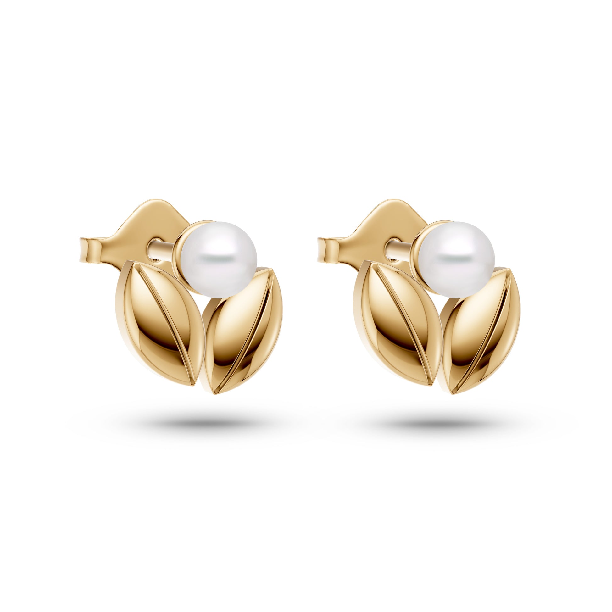 Nature-Inspired Freshwater Pearl Stud Earrings In 14K Gold