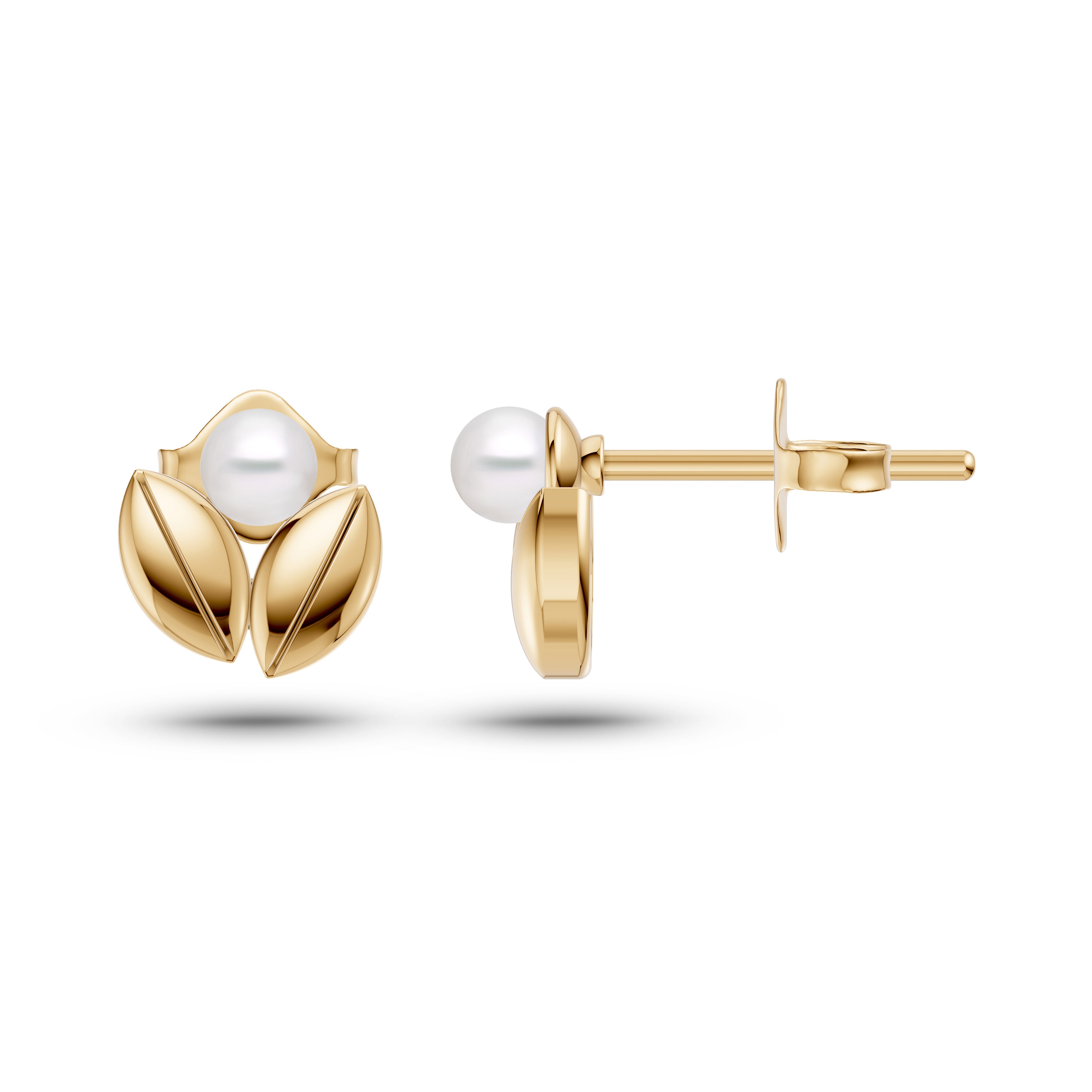 Nature-Inspired Freshwater Pearl Stud Earrings In 14K Gold