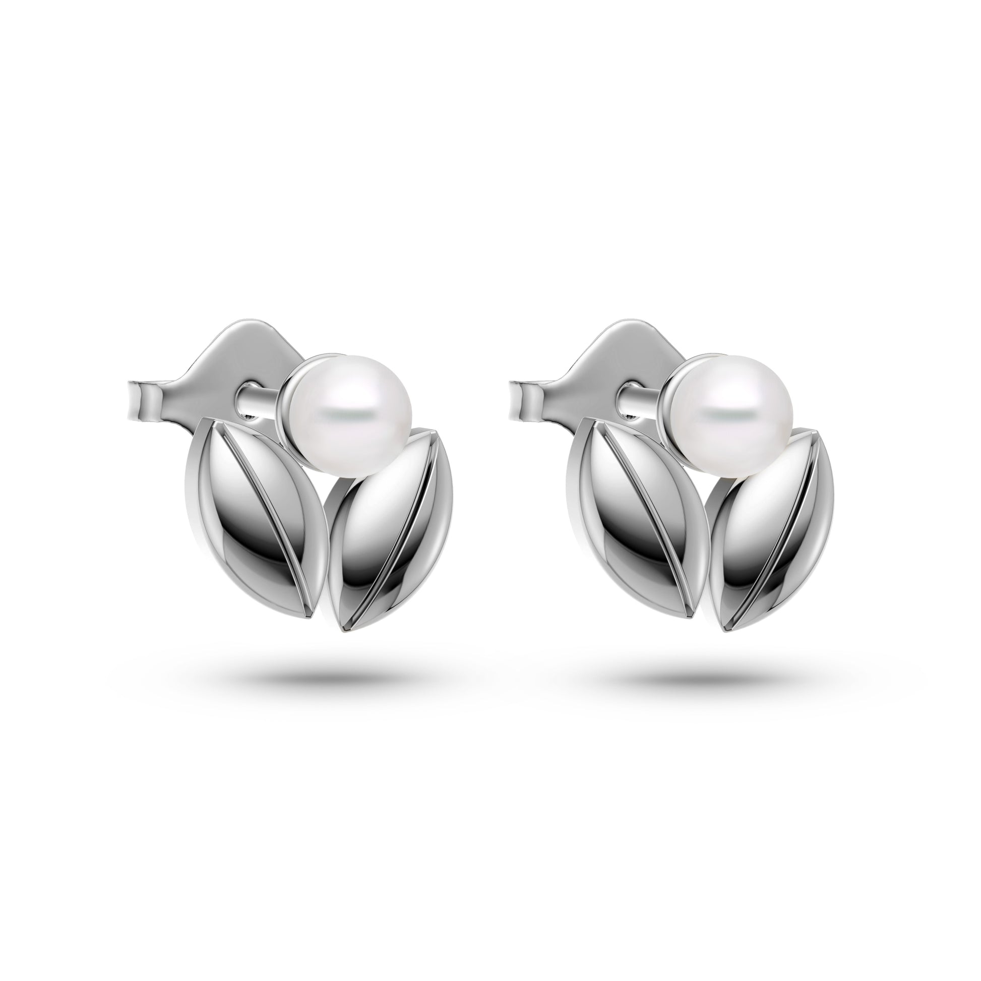 Nature-Inspired Freshwater Pearl Stud Earrings In 14K Gold