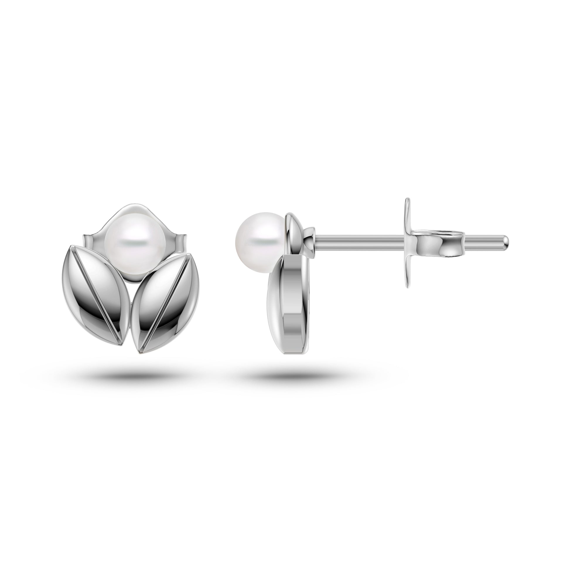 Nature-Inspired Freshwater Pearl Stud Earrings In 14K Gold