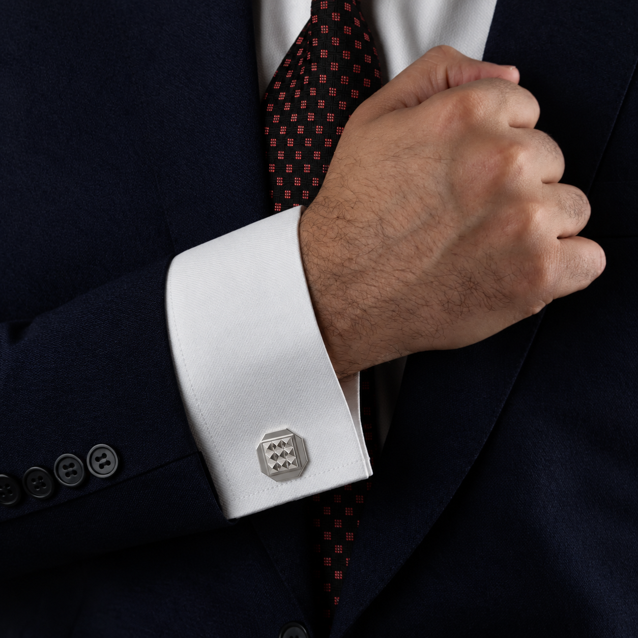 Octagon Geo Cufflinks in Sterling Silver
