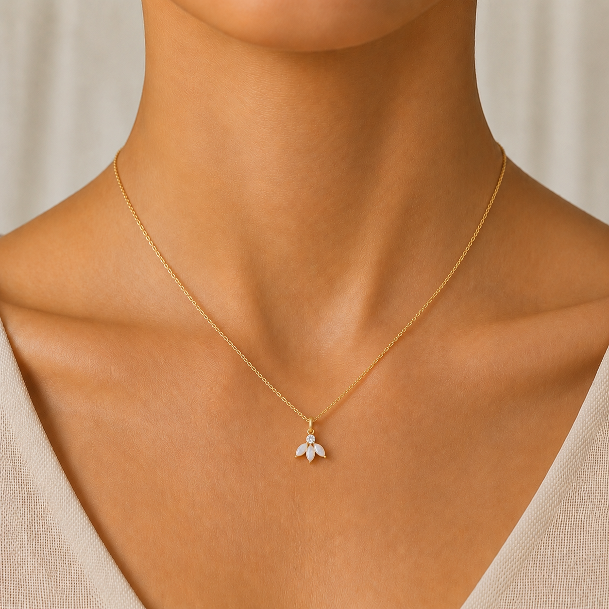 Opal Azalea Pendant Necklace In 14K Gold