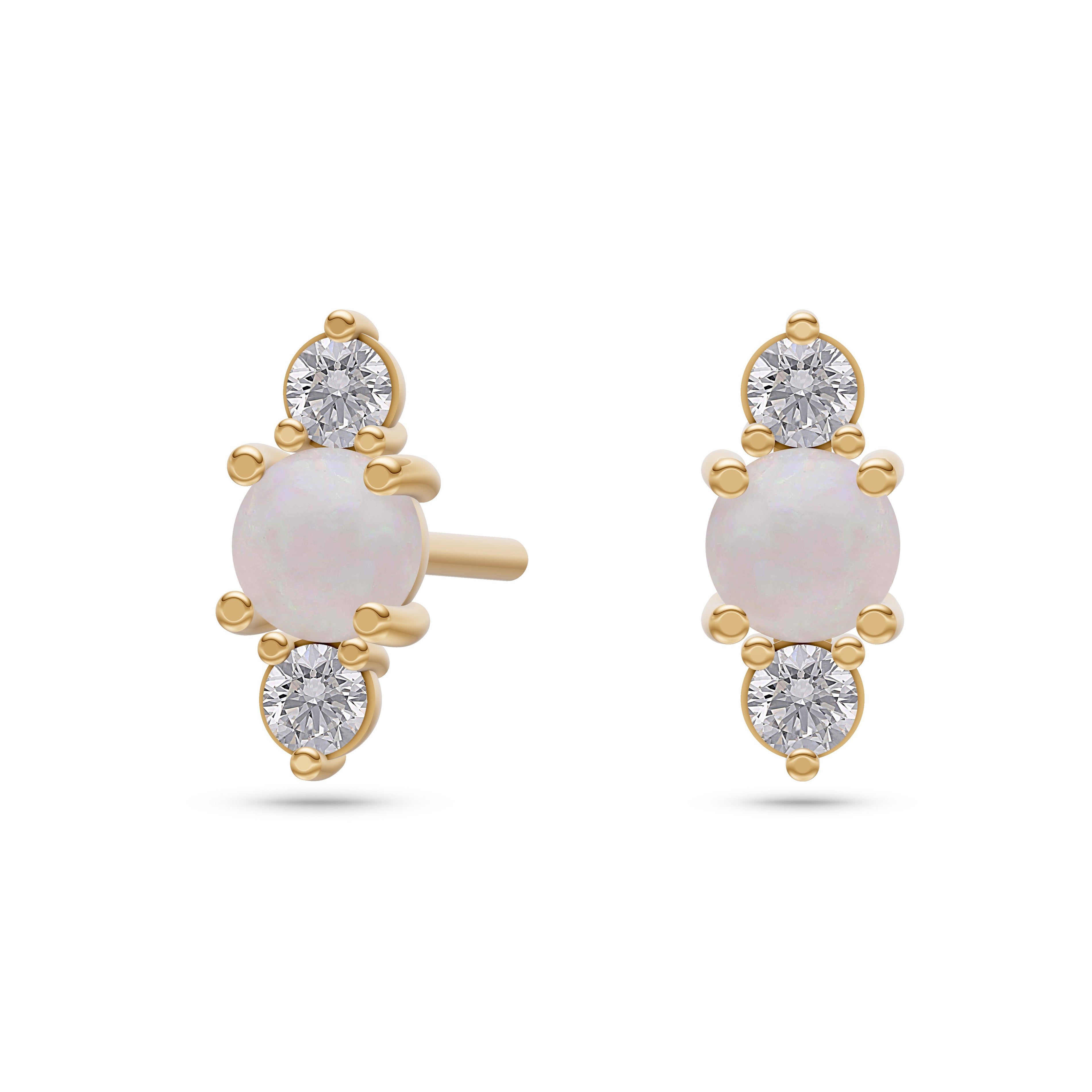 Opal Diamond Earrings In 14K Gold