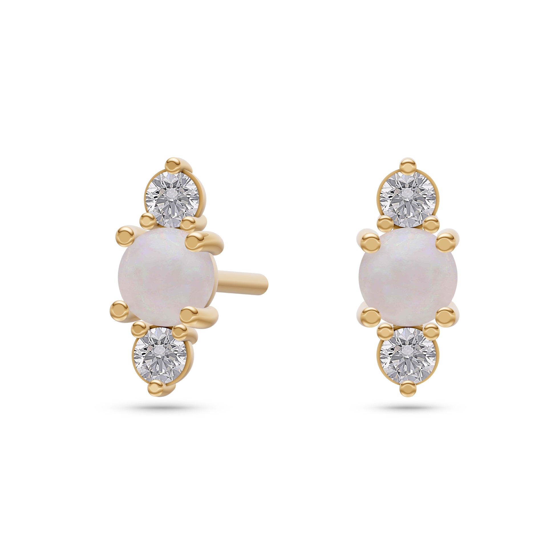 Opal Diamond Earrings In 14K Gold