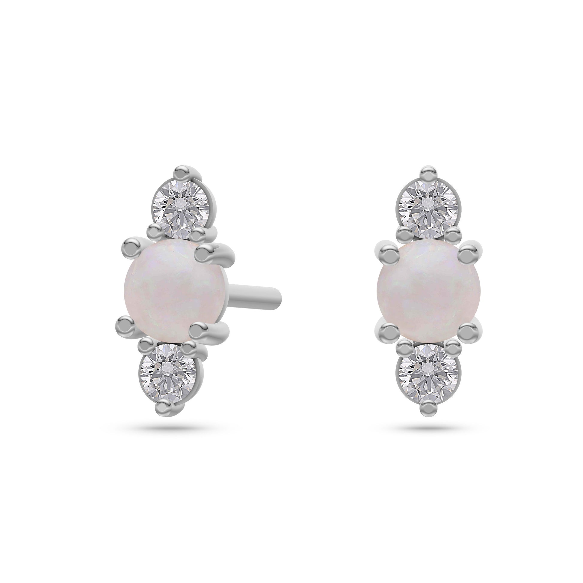 Opal Diamond Earrings In 14K Gold