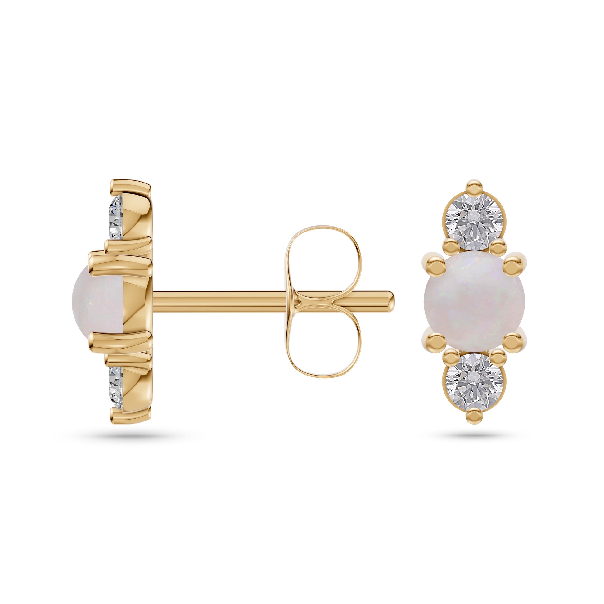 Opal Diamond Earrings In 14K Gold
