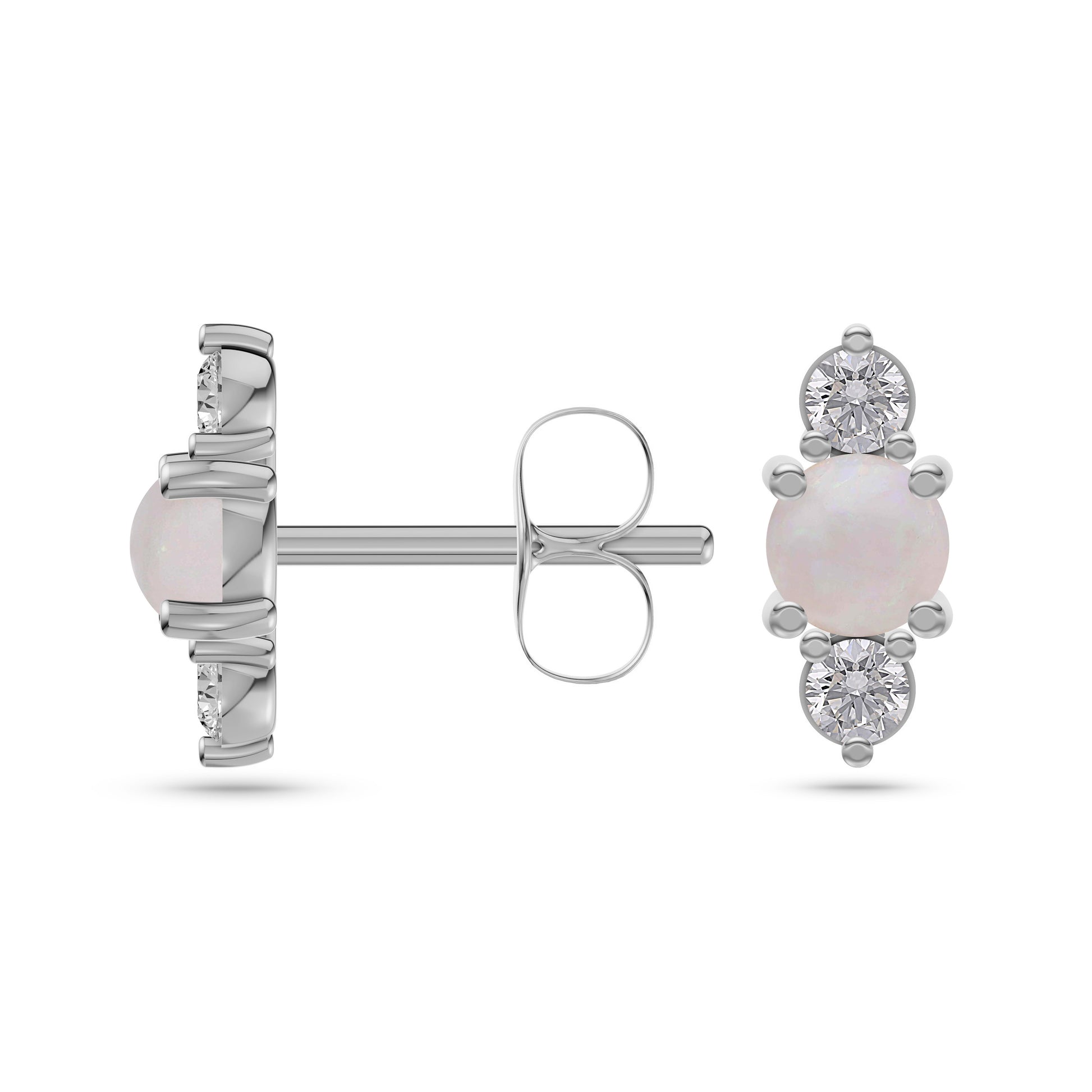 Opal Diamond Earrings In 14K Gold