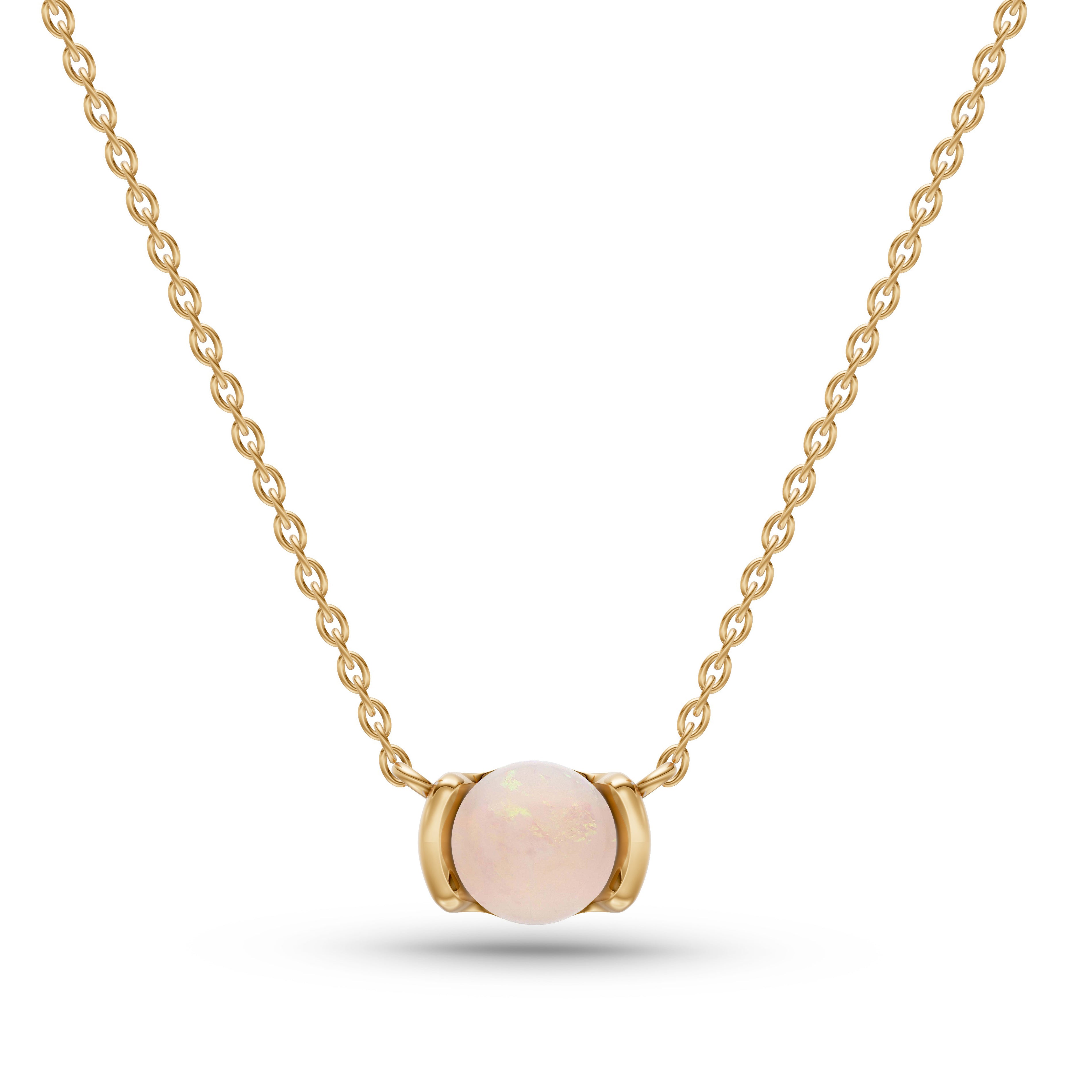 Opal Moon Necklace in 14K Gold