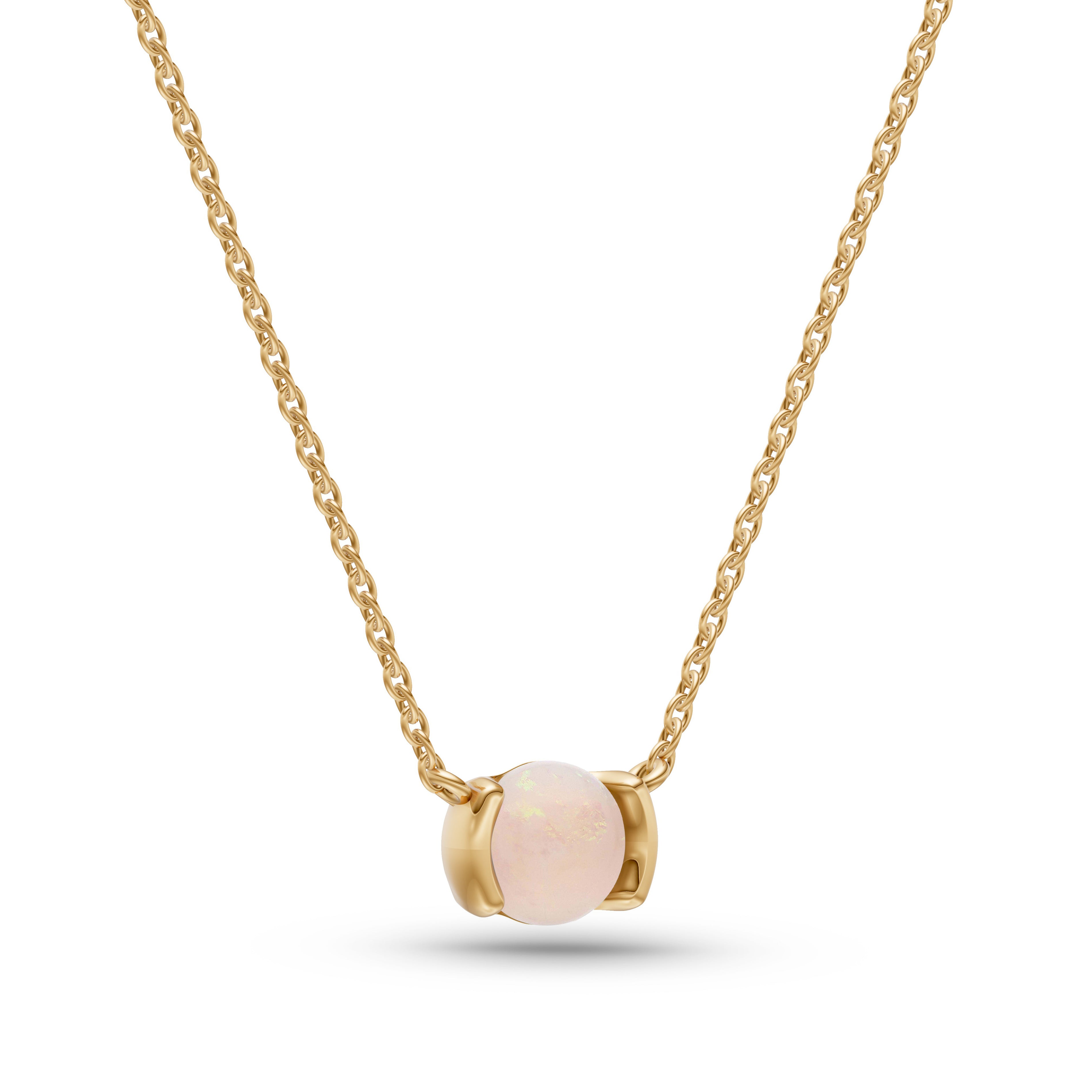 Opal Moon Necklace in 14K Gold