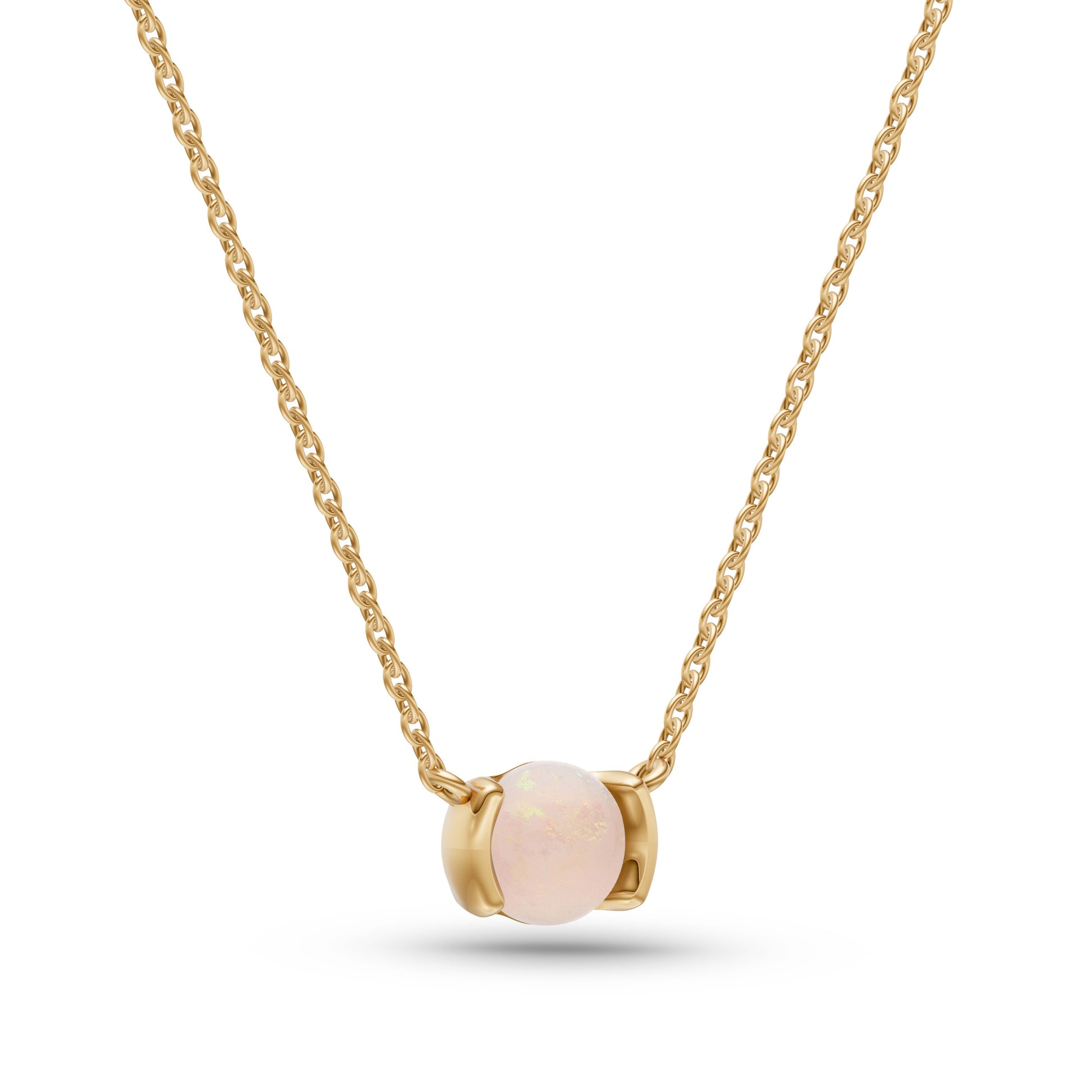Opal Moon Necklace in 14K Gold