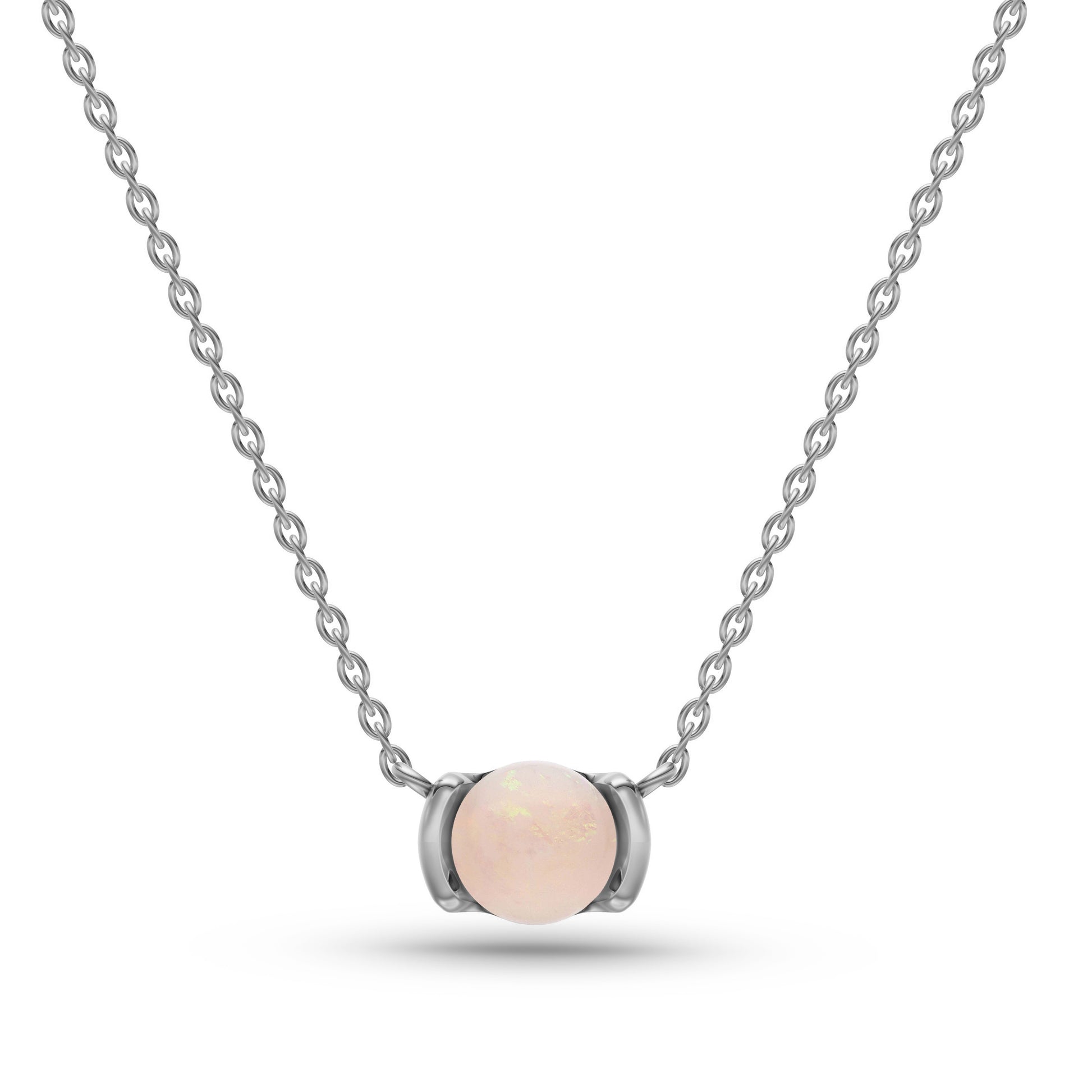 Opal Moon Necklace in 14K Gold