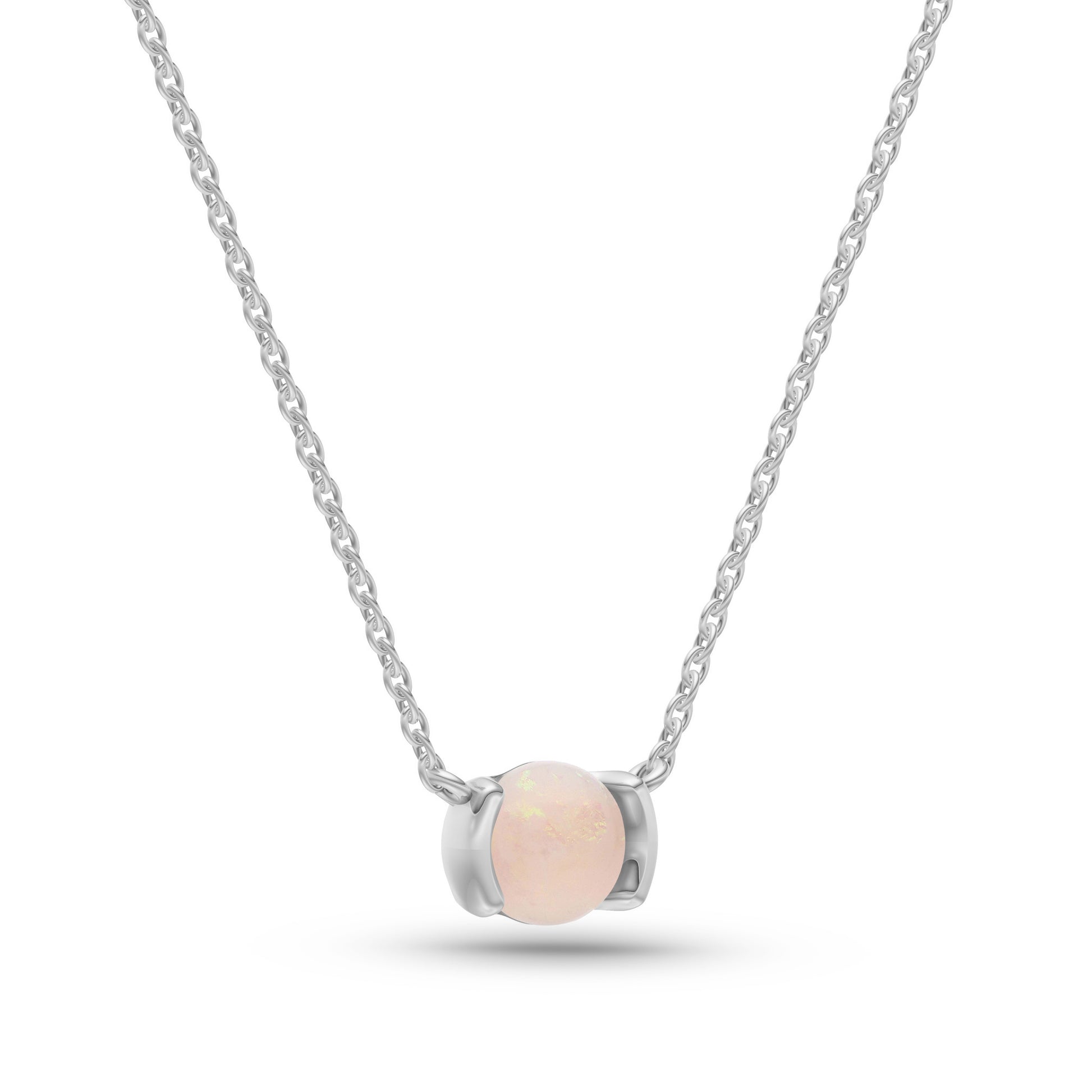 Opal Moon Necklace in 14K Gold