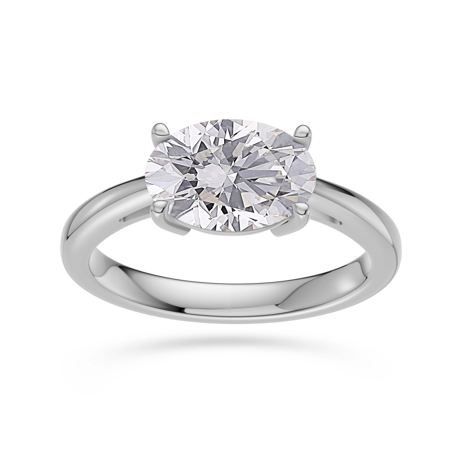 Oval Cut Solitaire Diamond Engagement Ring in 14K Gold