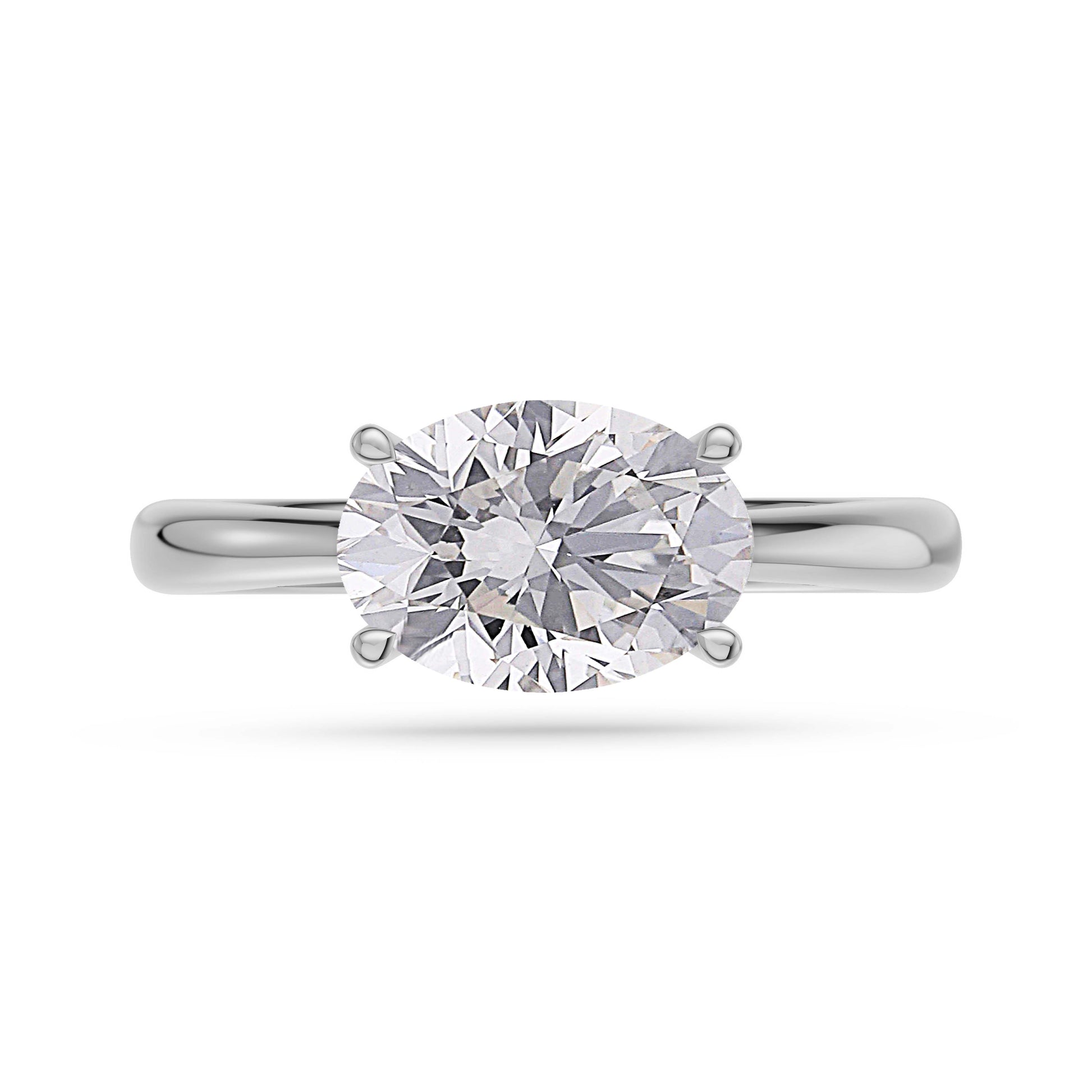 Oval Cut Solitaire Diamond Engagement Ring in 14K Gold
