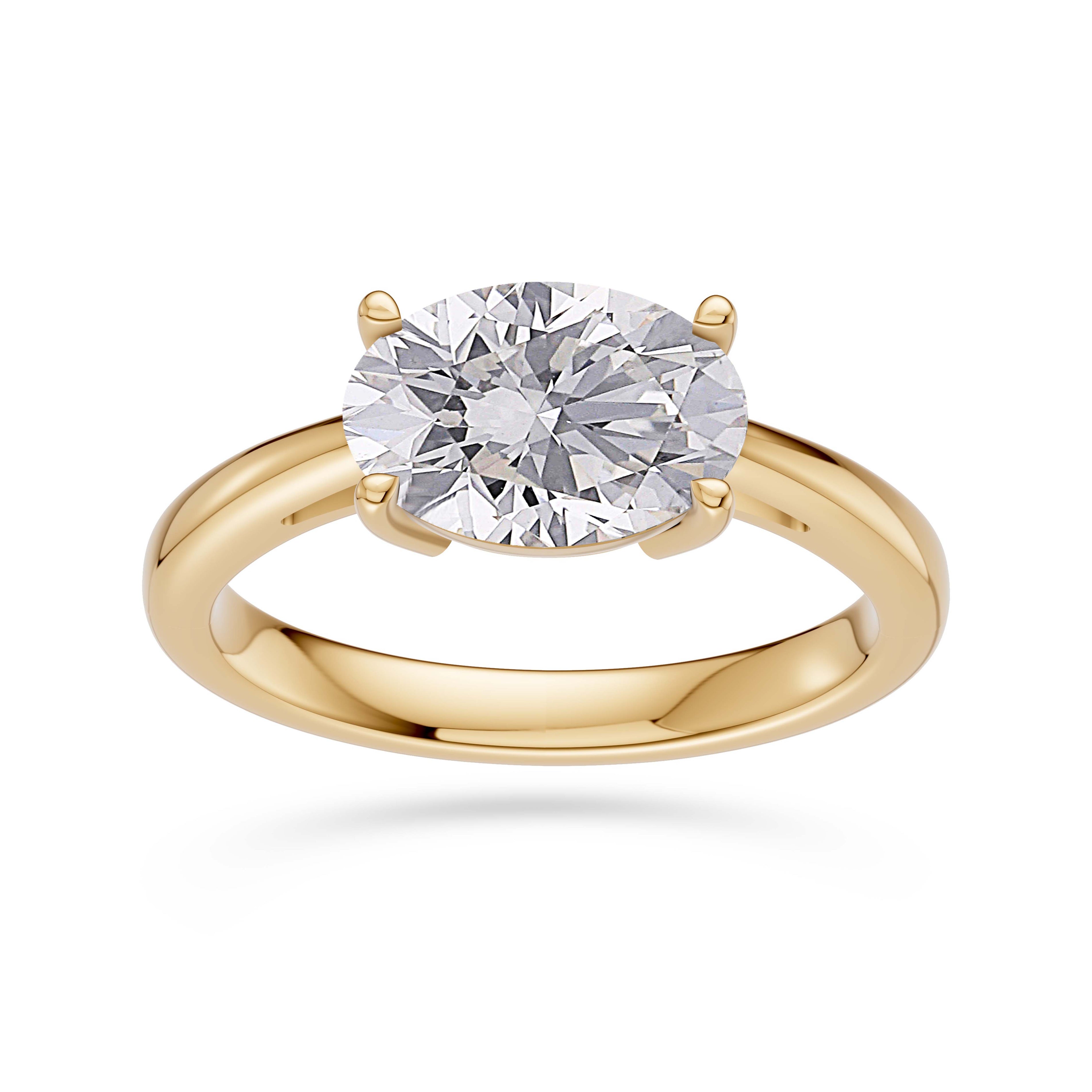 Oval Cut Solitaire Diamond Engagement Ring in 14K Gold
