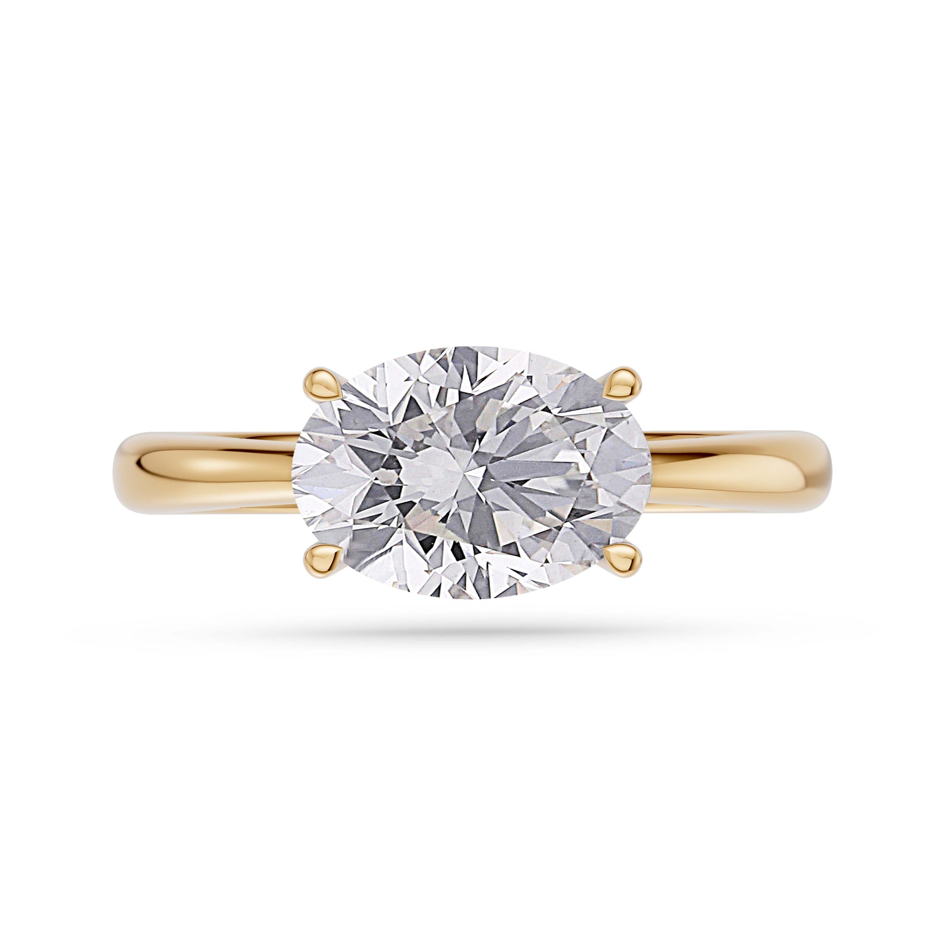 Oval Cut Solitaire Diamond Engagement Ring in 14K Gold