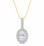 Lumière Oval Halo Pendant Necklace in 14K Gold