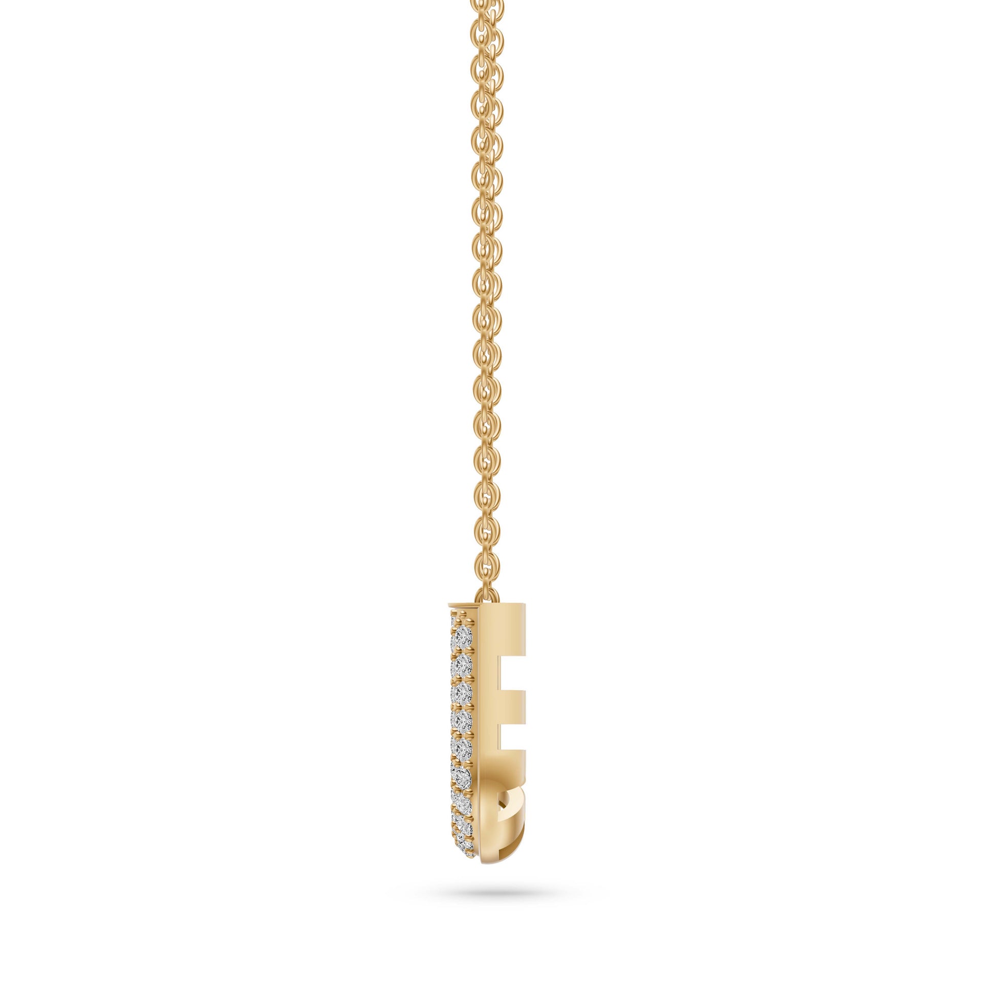Pave Diamond Initial Necklace Letter U In 14K Gold