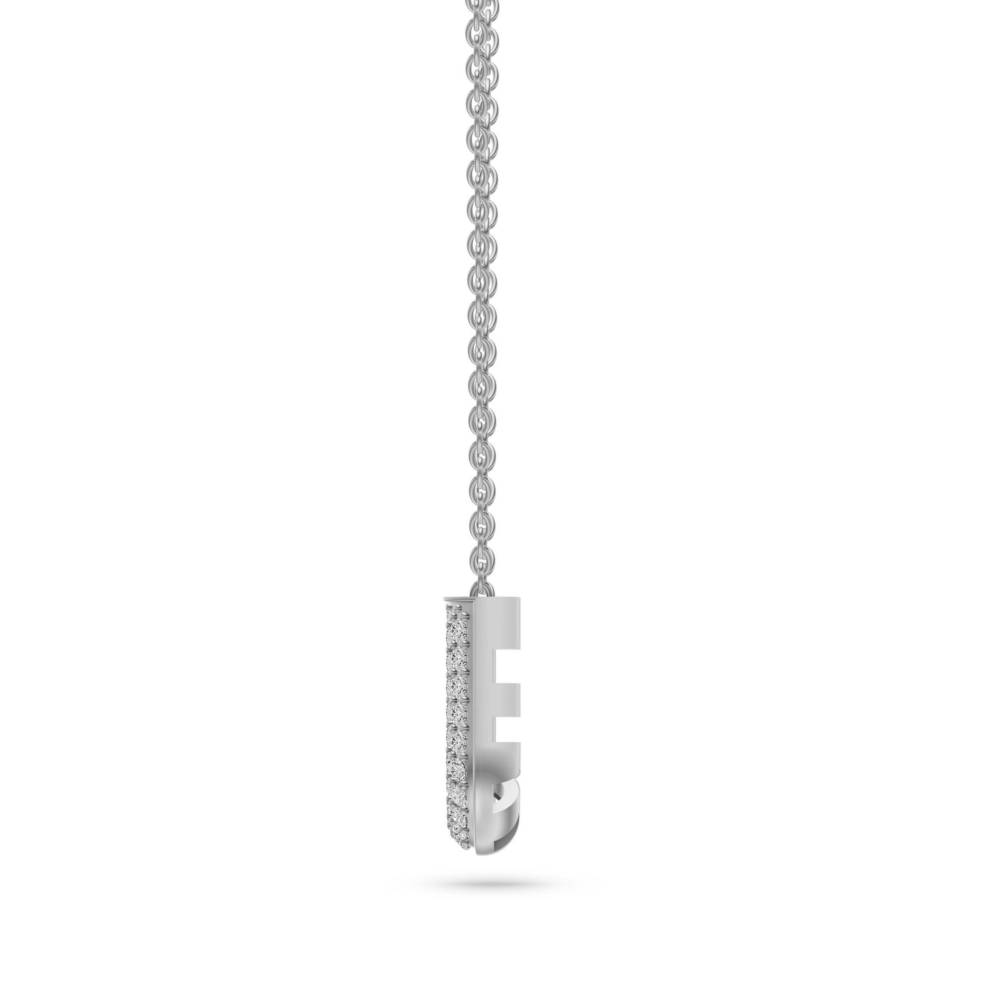 Pave Diamond Initial Necklace Letter U In 14K Gold