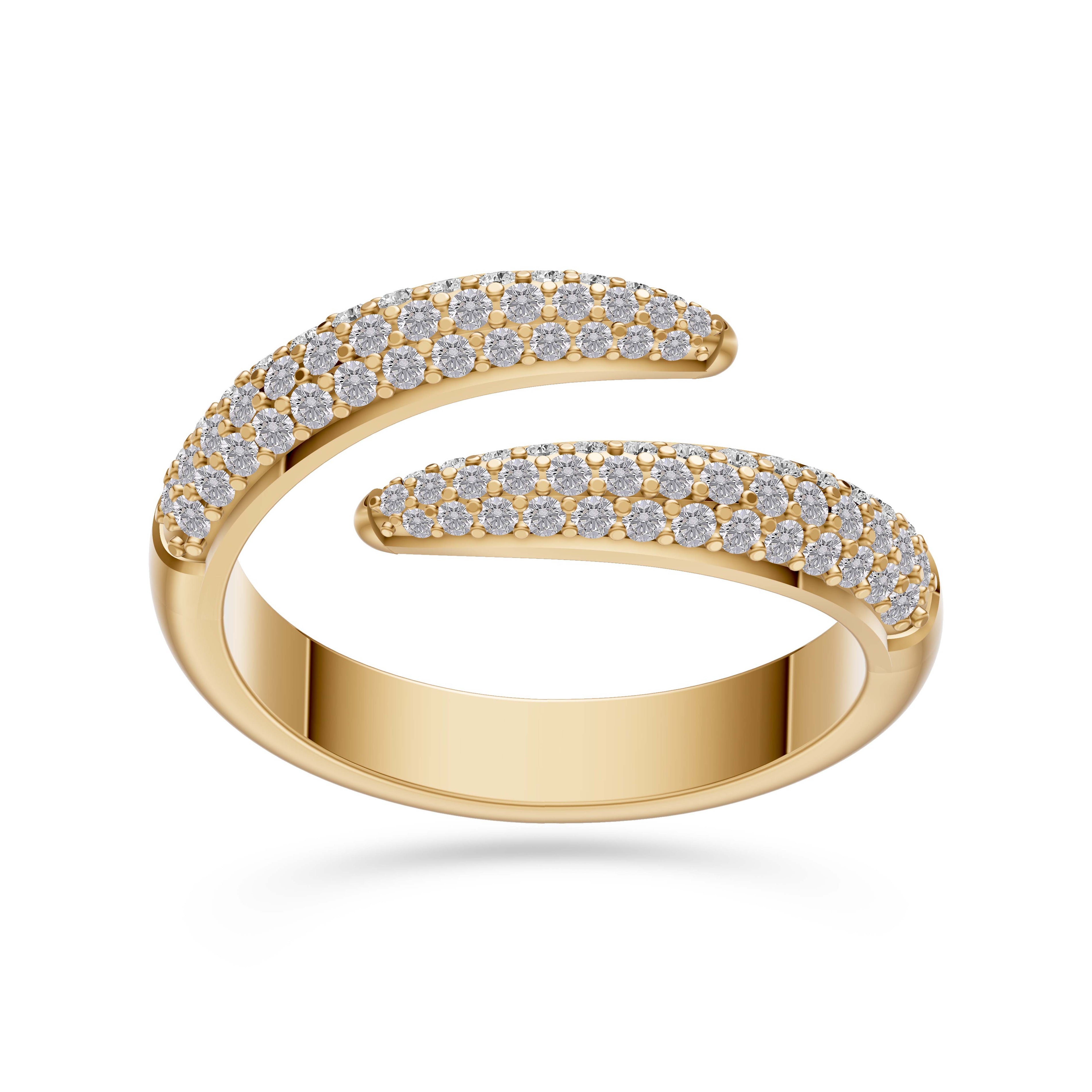 Pave Open Wrap Diamond Ring in 14K Gold