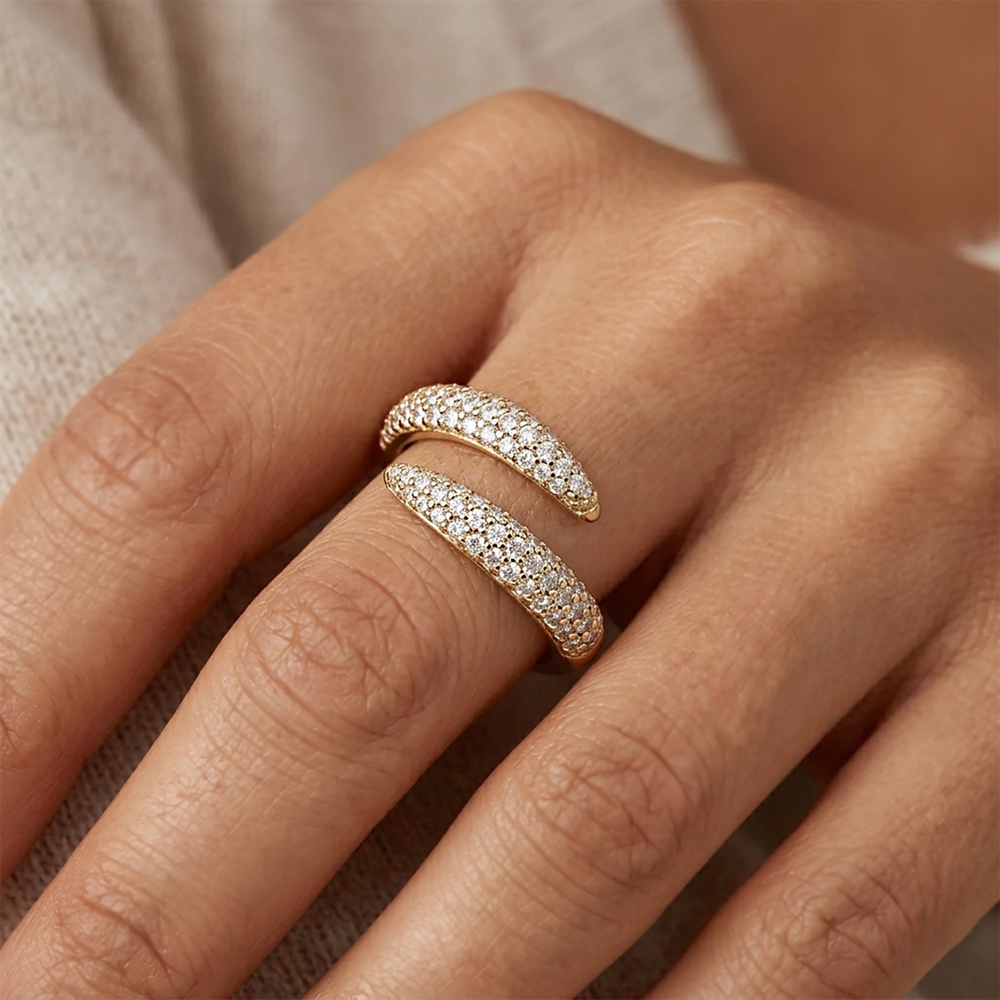 Pave Open Wrap Diamond Ring in 14K Gold
