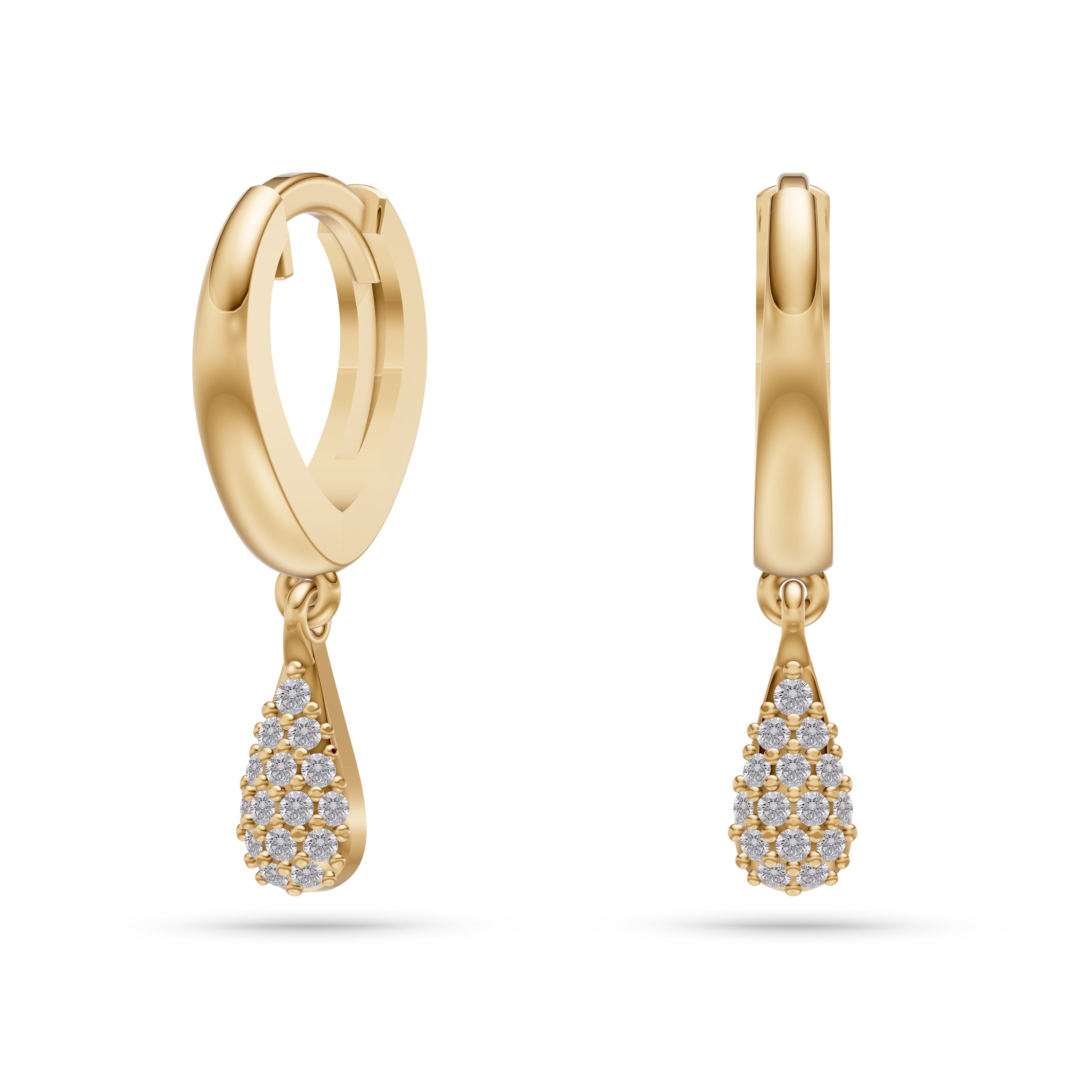 Pear-Shape Diamond Drop Earrings in 14K Gold
