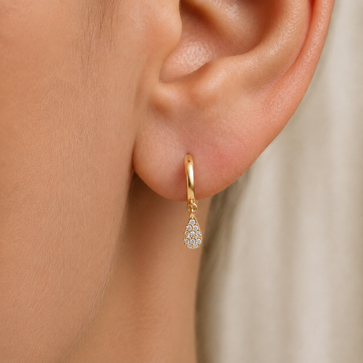 Pear-Shape Diamond Drop Earrings in 14K Gold