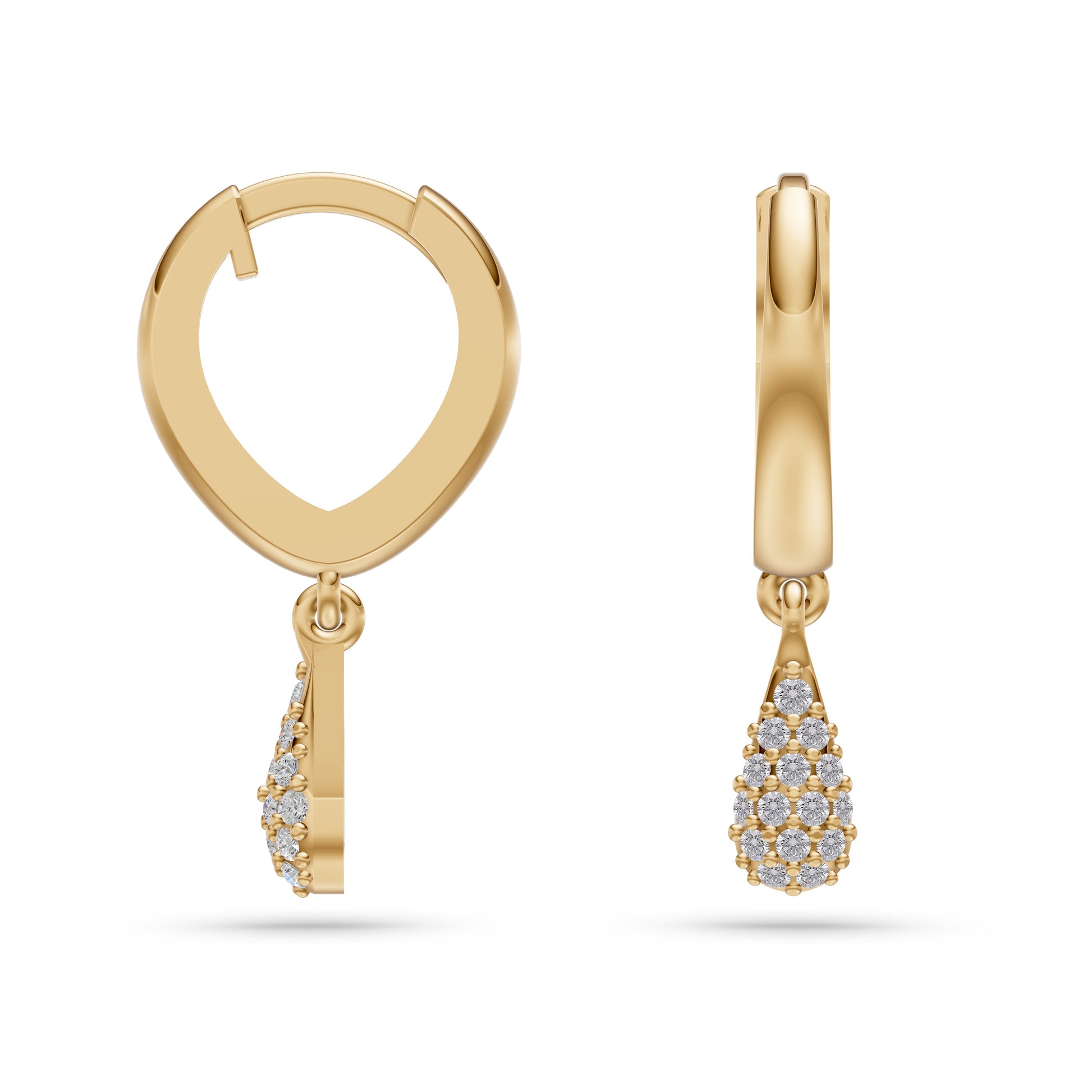 Pear-Shape Diamond Drop Earrings in 14K Gold