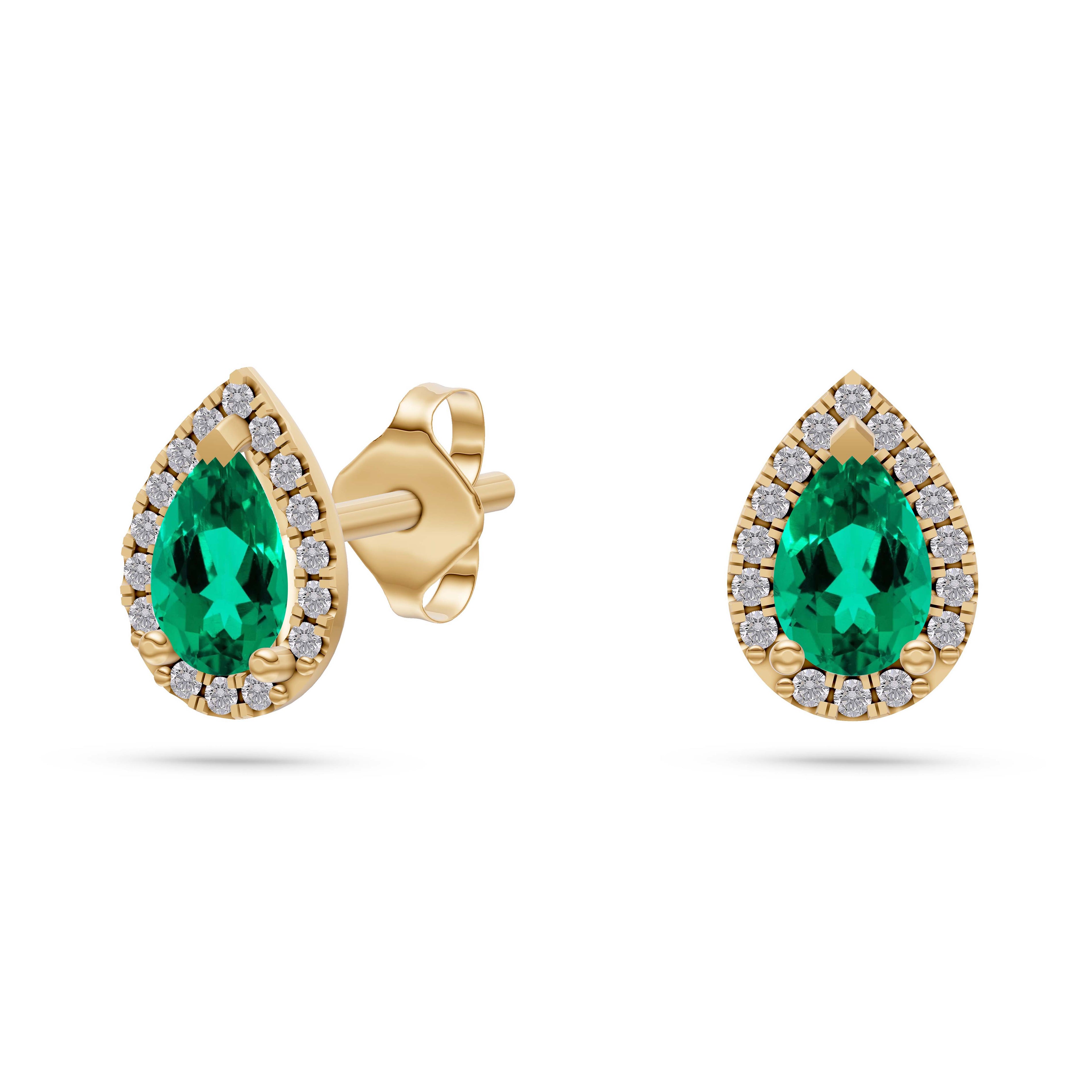 Pear-Shape Emerald Stud Earrings in 18K Gold