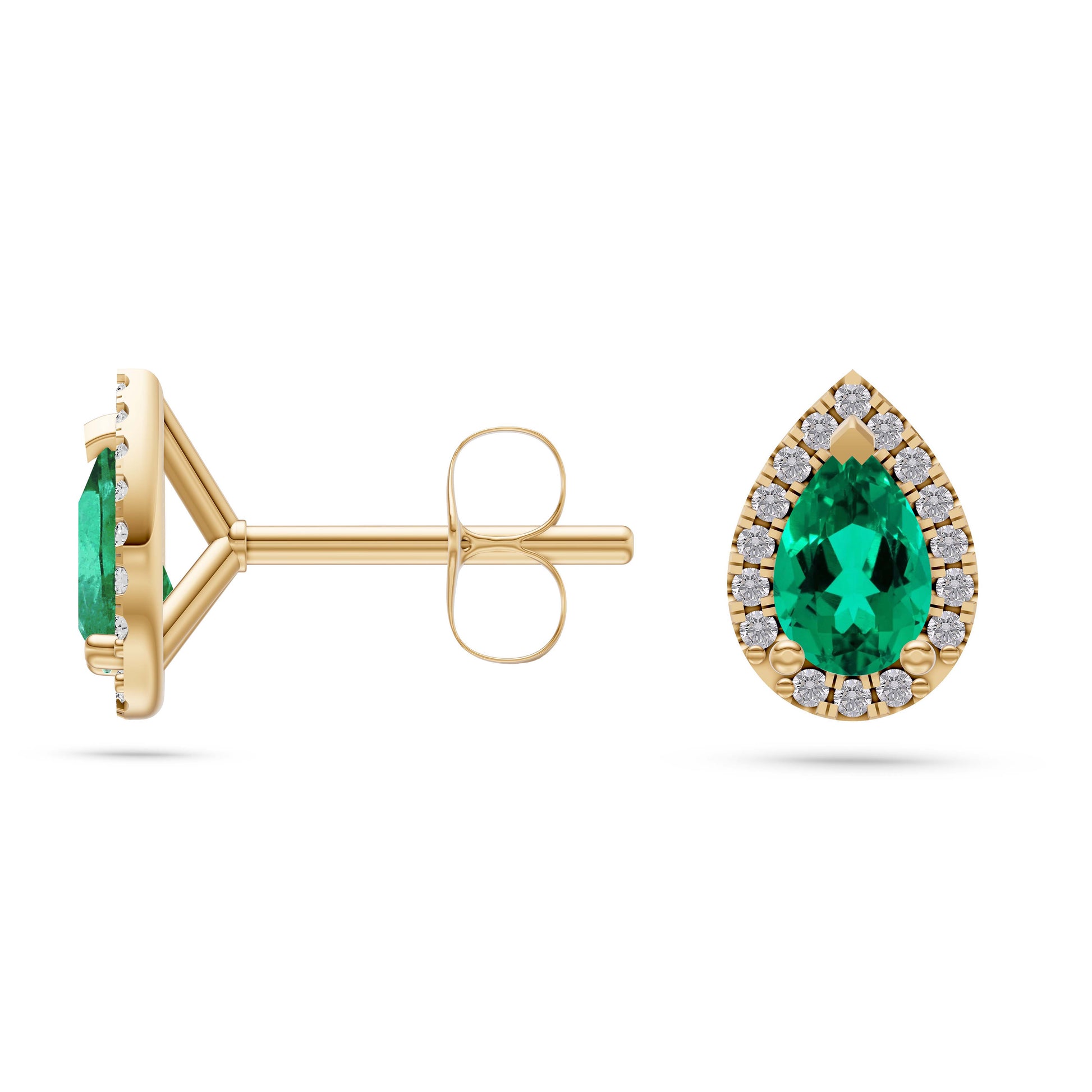 Pear-Shape Emerald Stud Earrings in 18K Gold