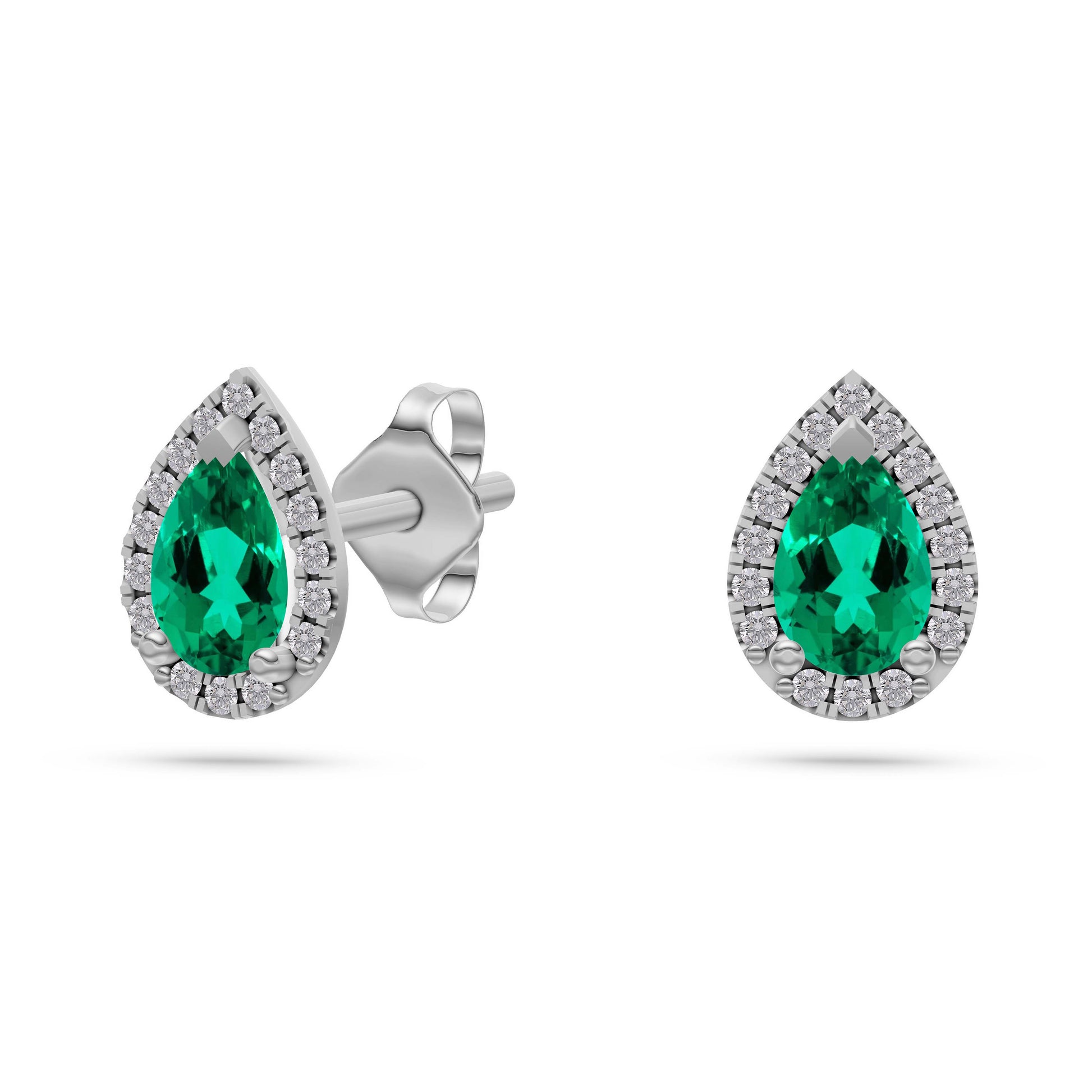 Pear-Shape Emerald Stud Earrings in 18K Gold