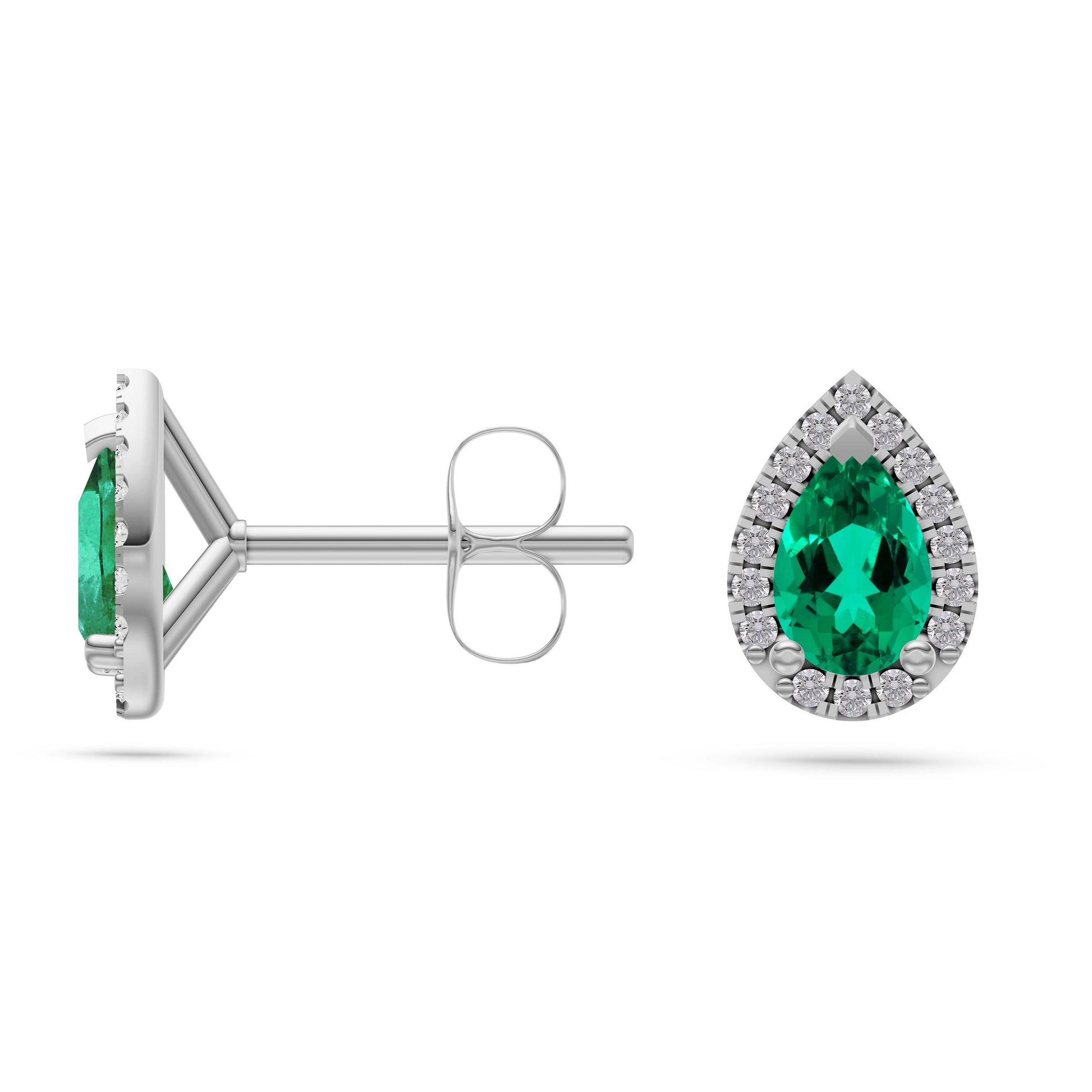 Pear-Shape Emerald Stud Earrings in 18K Gold