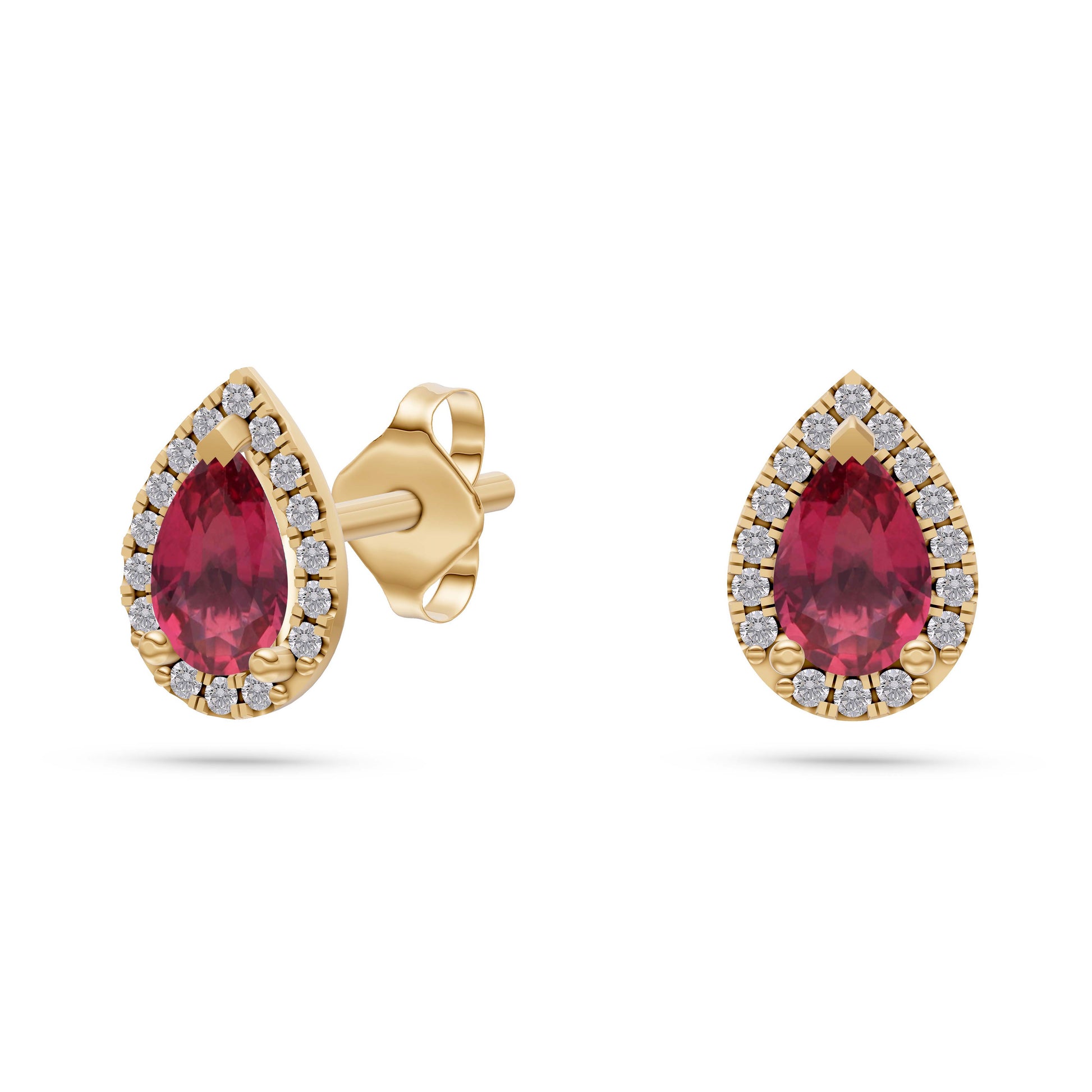 Pear-Shape Ruby Stud Earrings in 18K Gold
