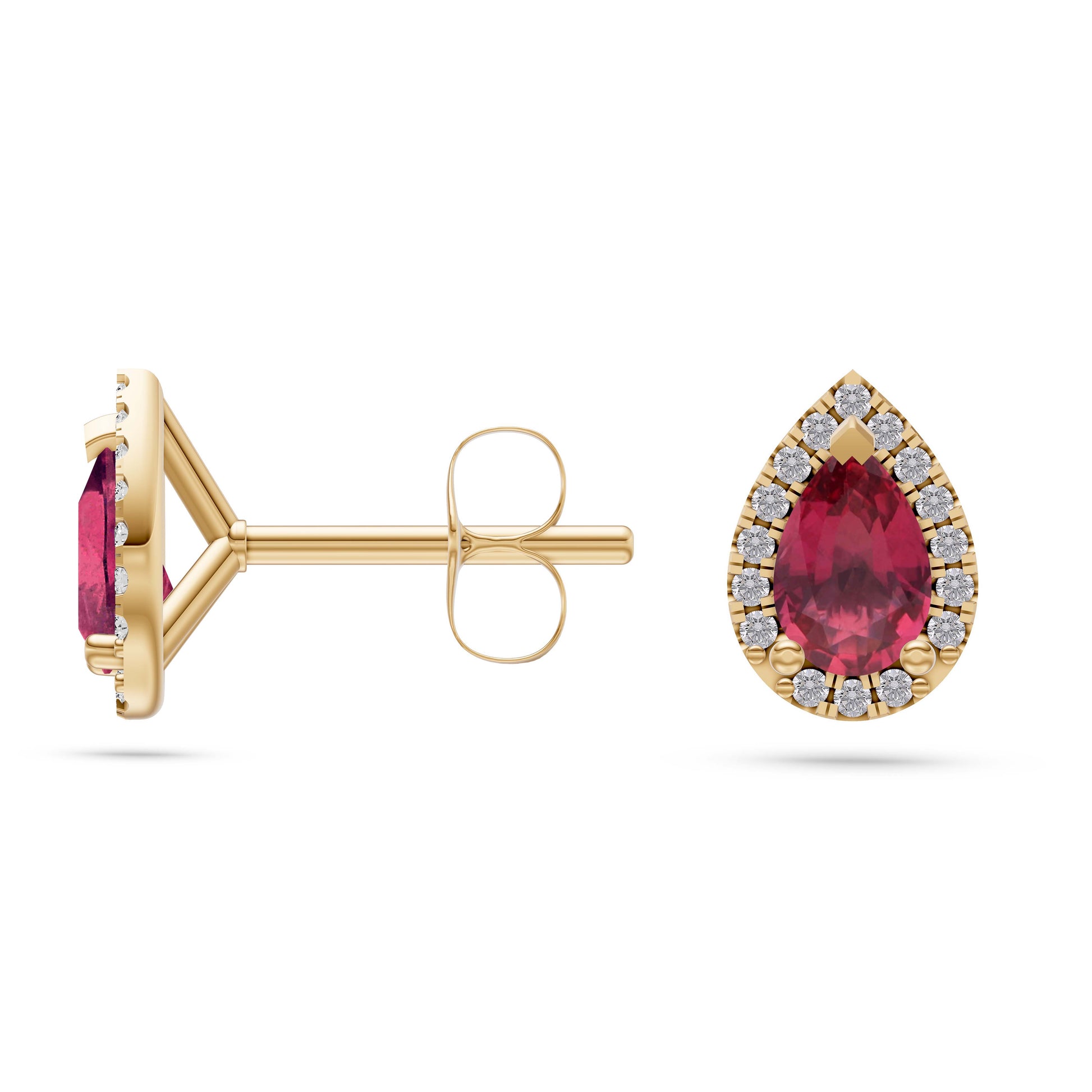 Pear-Shape Ruby Stud Earrings in 18K Gold