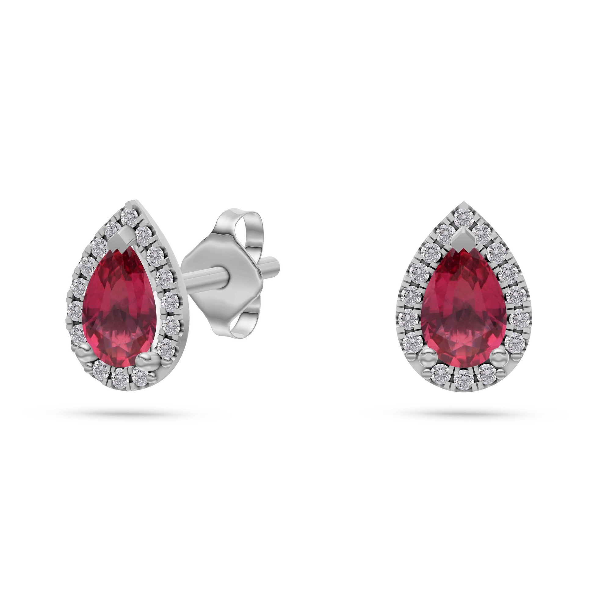 Pear-Shape Ruby Stud Earrings in 18K Gold