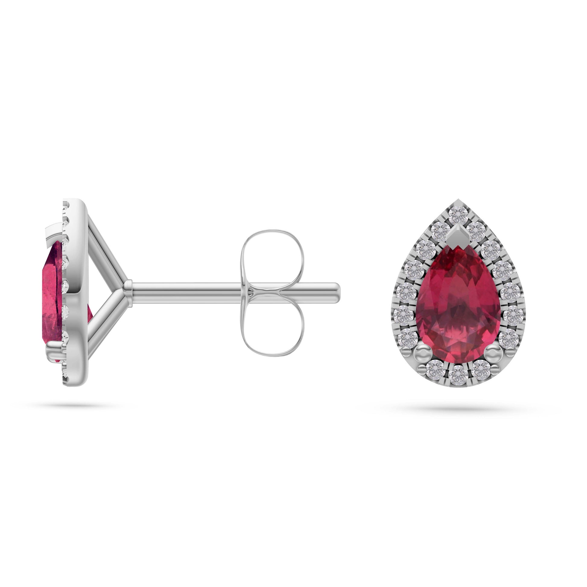 Pear-Shape Ruby Stud Earrings in 18K Gold