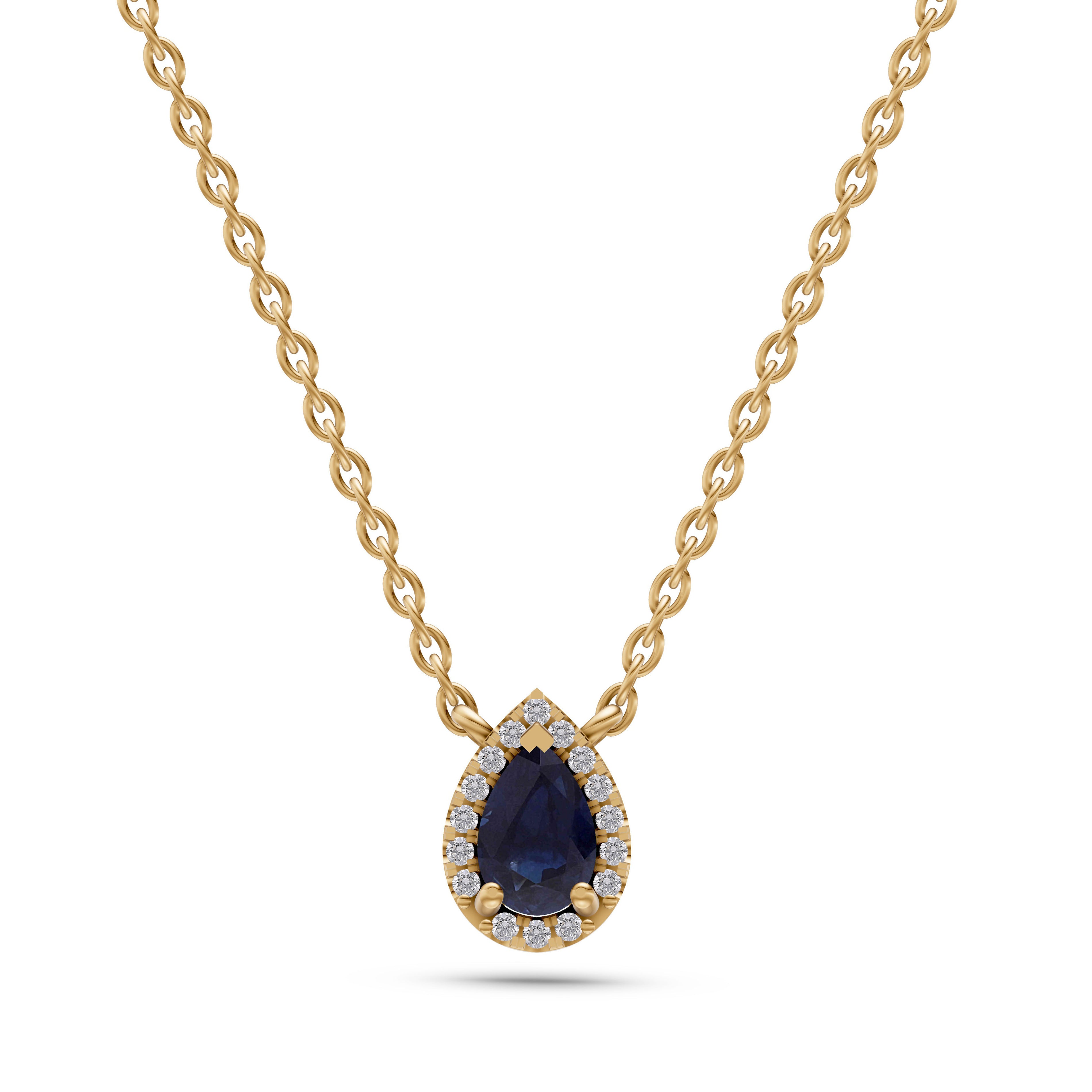 Pear-Shape Sapphire Pendant Necklace in 18K Gold
