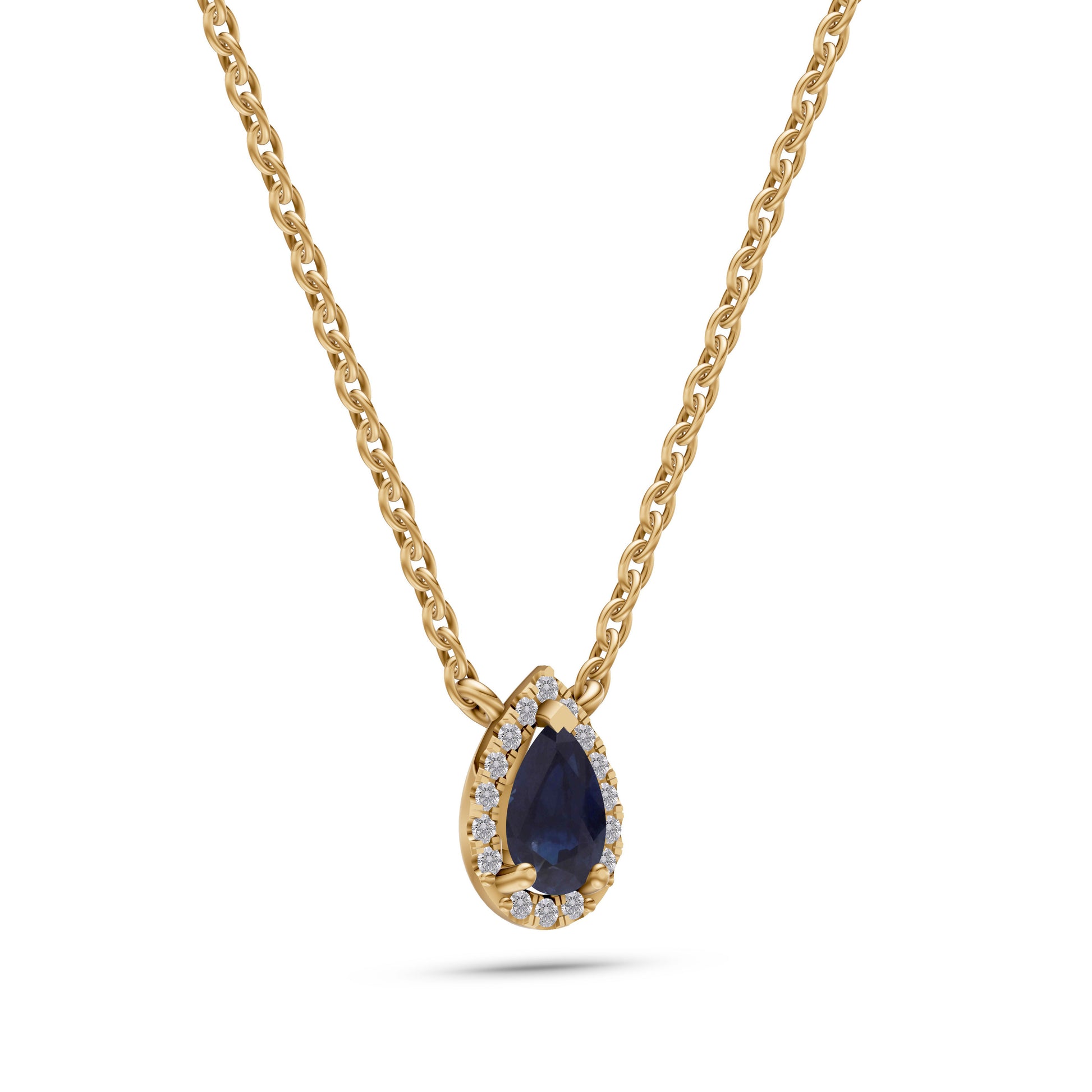 Pear-Shape Sapphire Pendant Necklace in 18K Gold