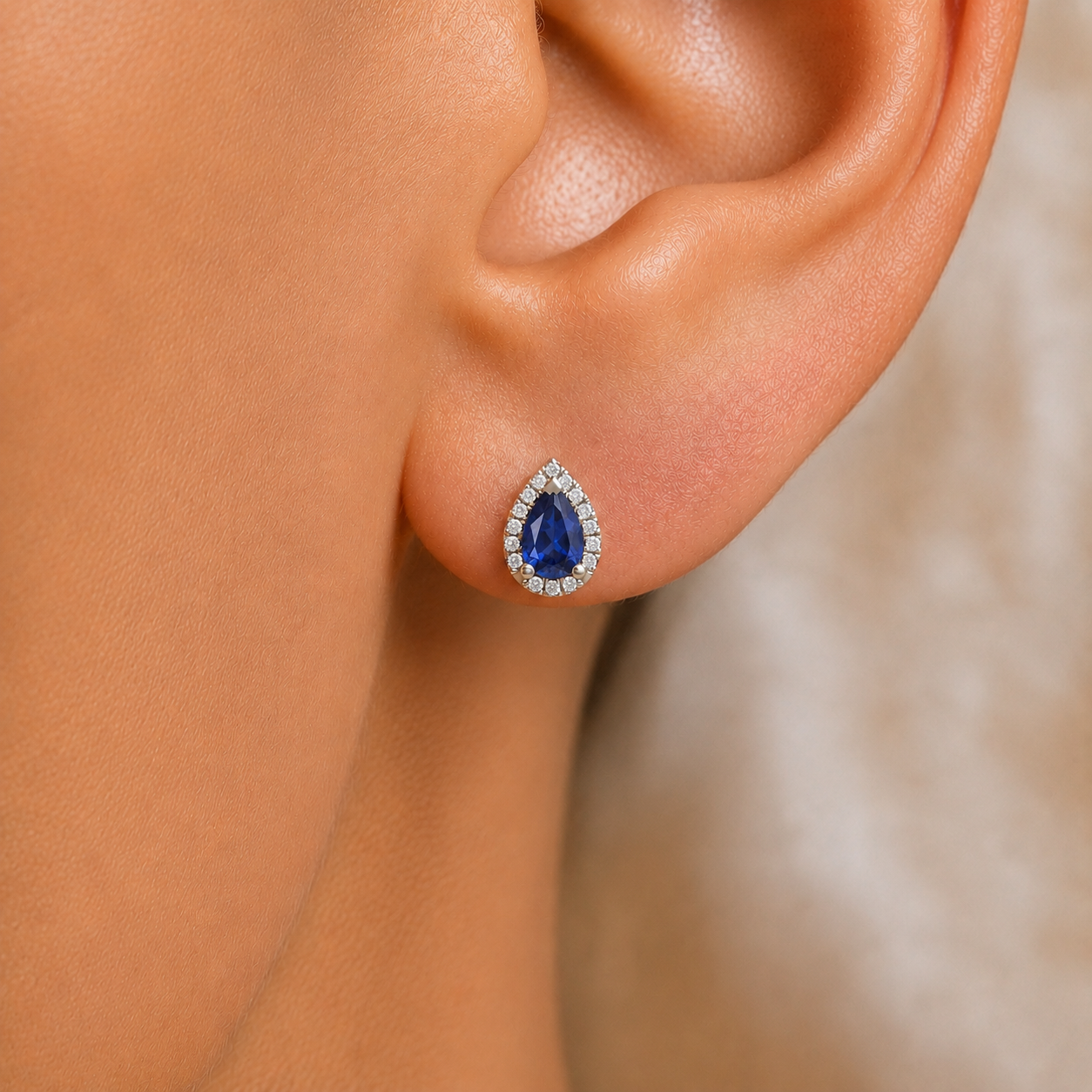 Pear-Shape Sapphire Stud Earrings in 18K Gold
