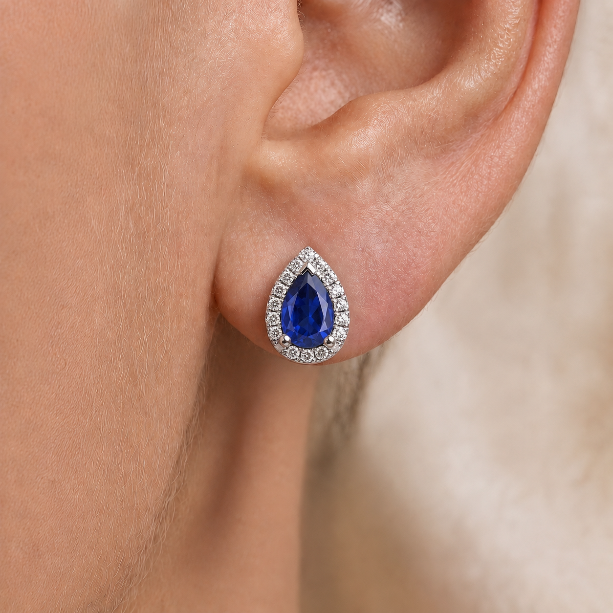 Pear-Shape Sapphire Stud Earrings in 18K Gold