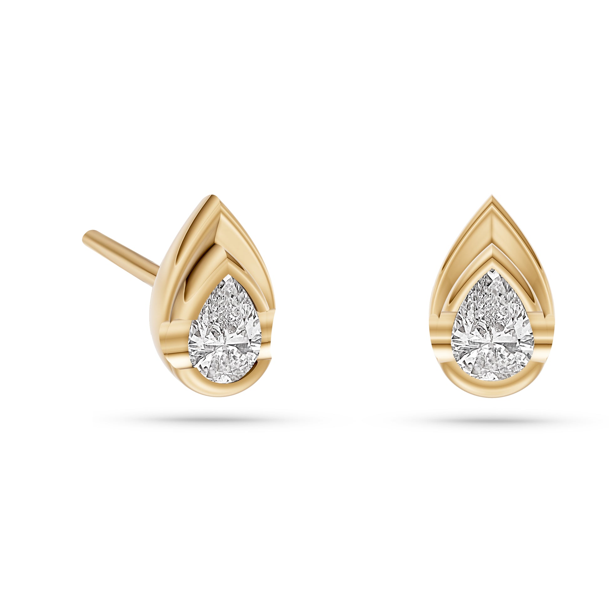 Pear Shape Diamond Stud Earrings in 14K Gold