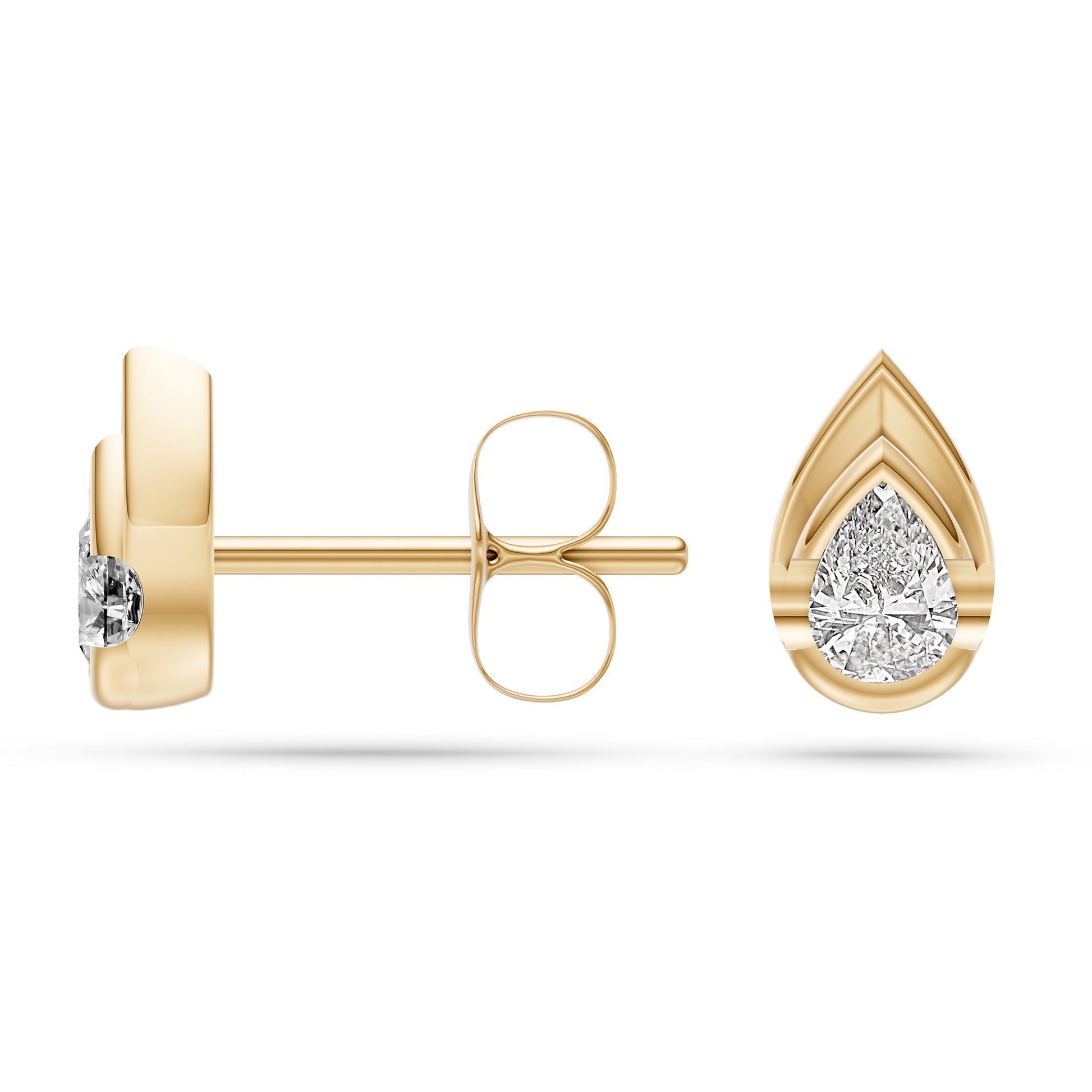 Pear Shape Diamond Stud Earrings in 14K Gold