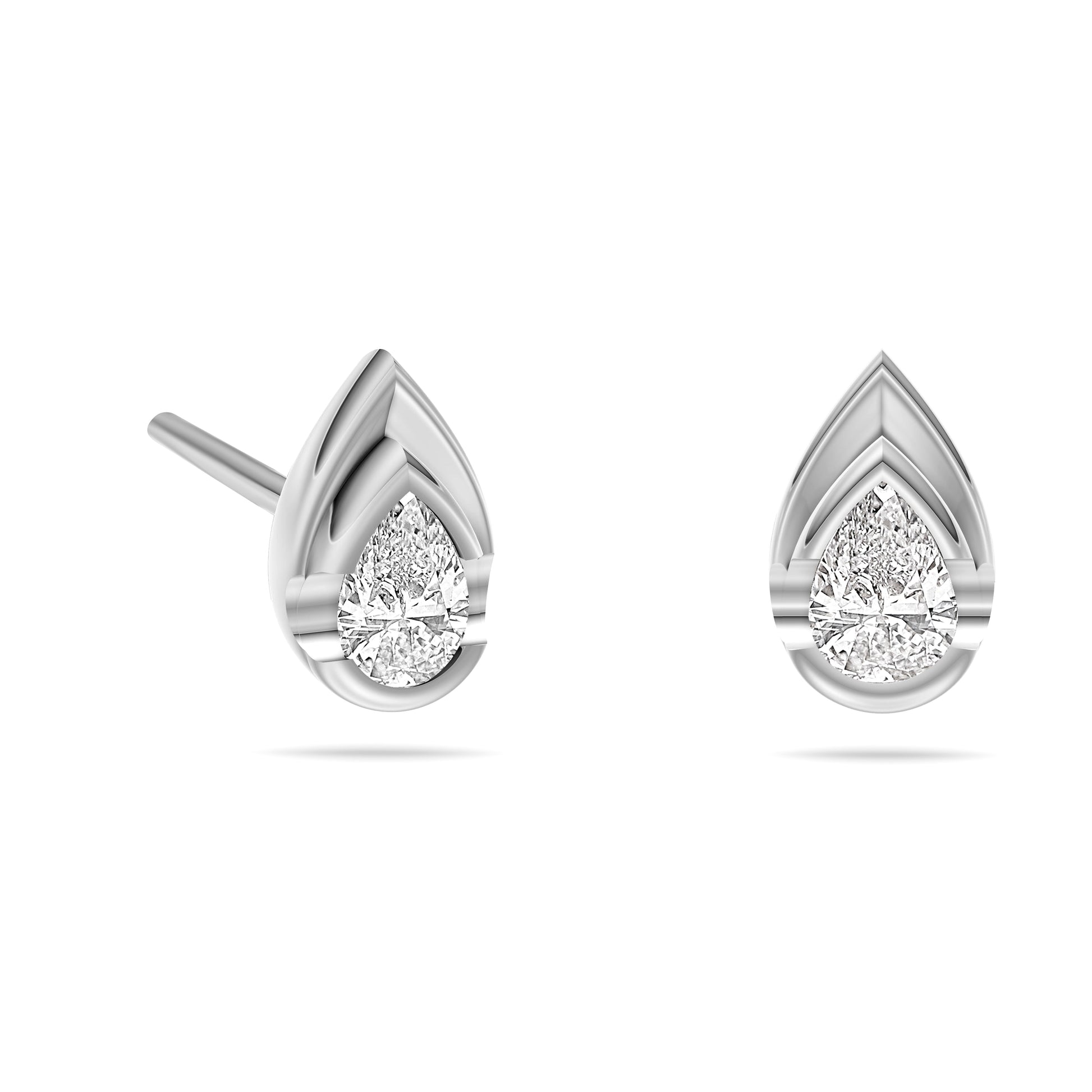 Pear Shape Diamond Stud Earrings in 14K Gold