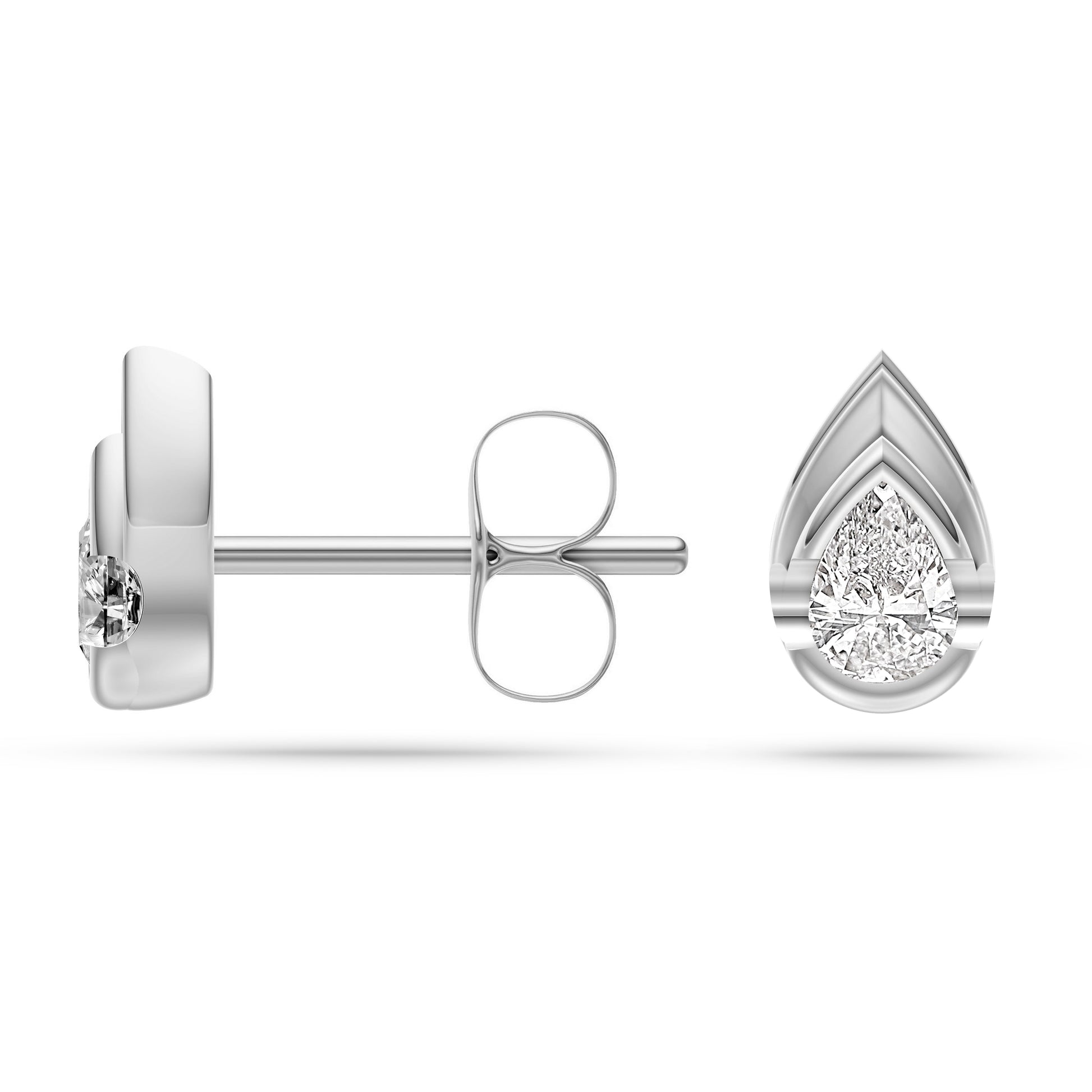 Pear Shape Diamond Stud Earrings in 14K Gold