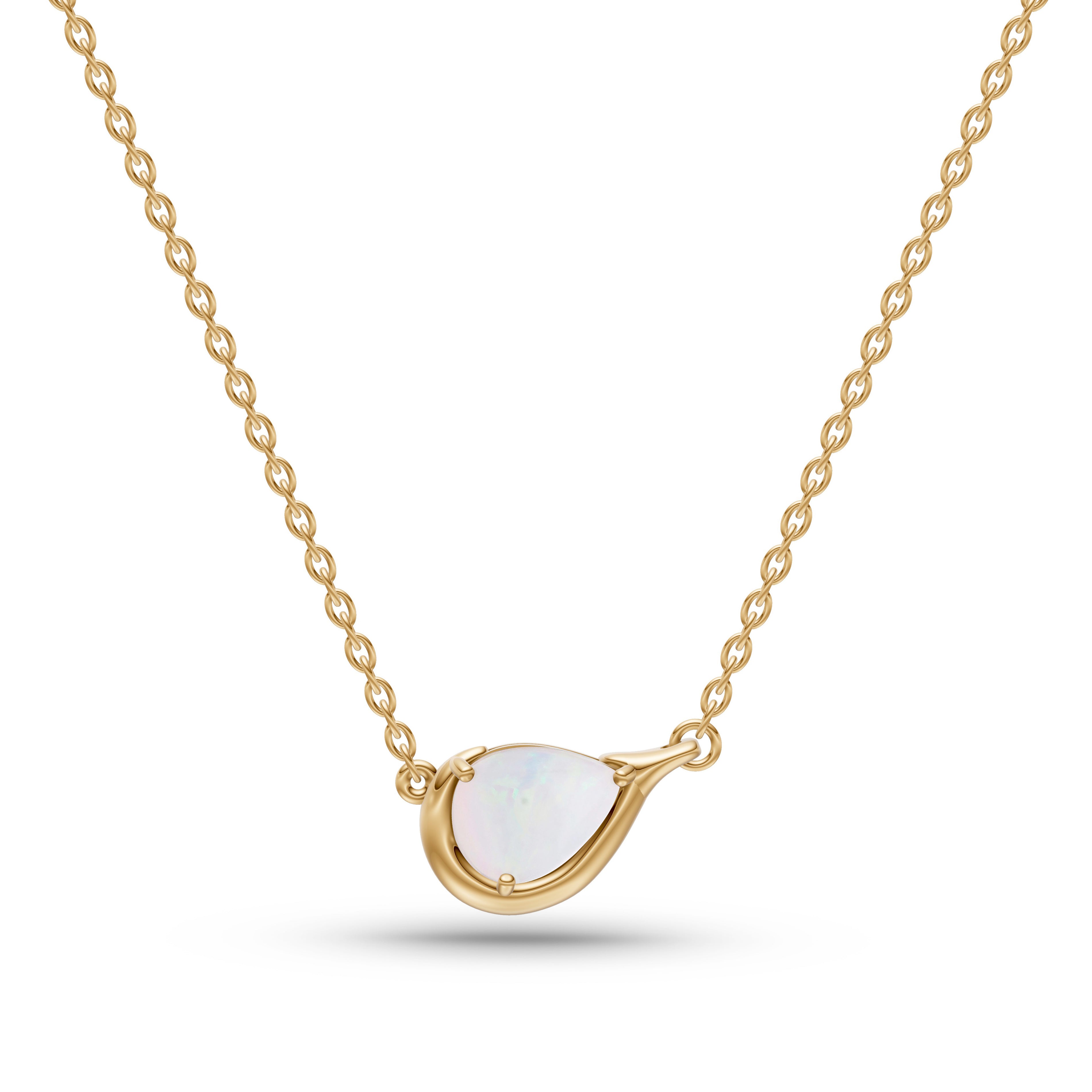 Pear Shape Opal Pendant Necklace in 14K Gold
