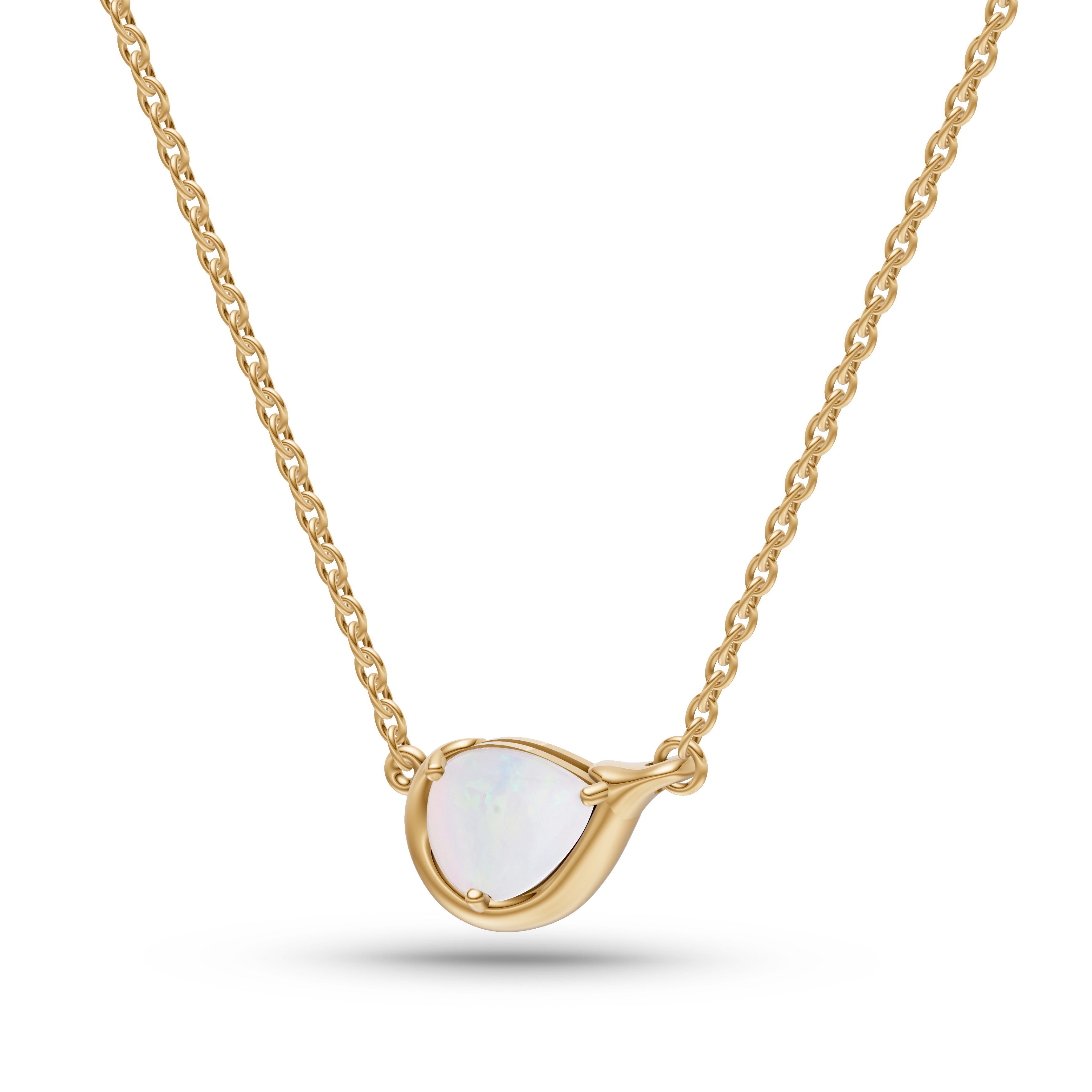 Pear Shape Opal Pendant Necklace in 14K Gold