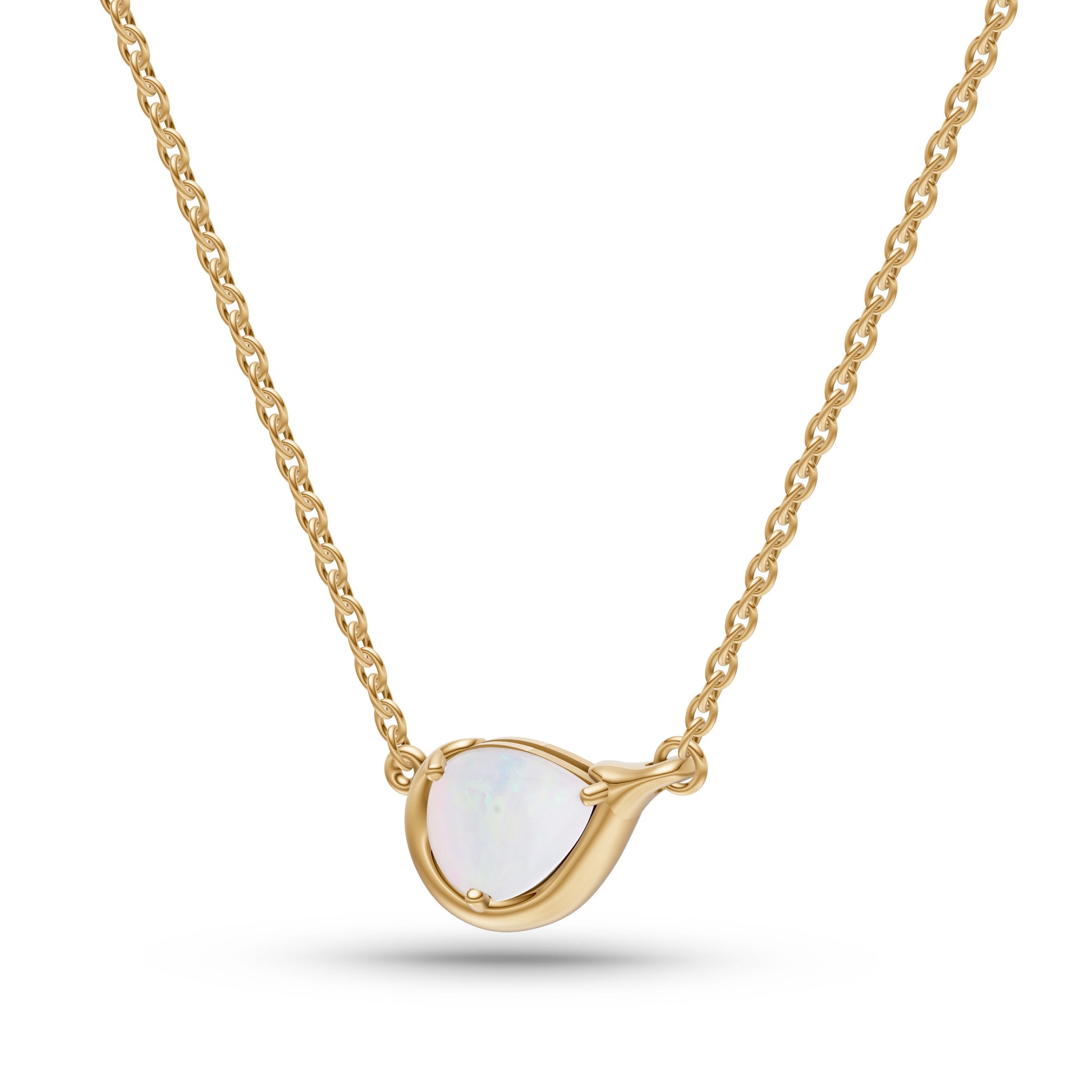 Pear Shape Opal Pendant Necklace in 14K Gold